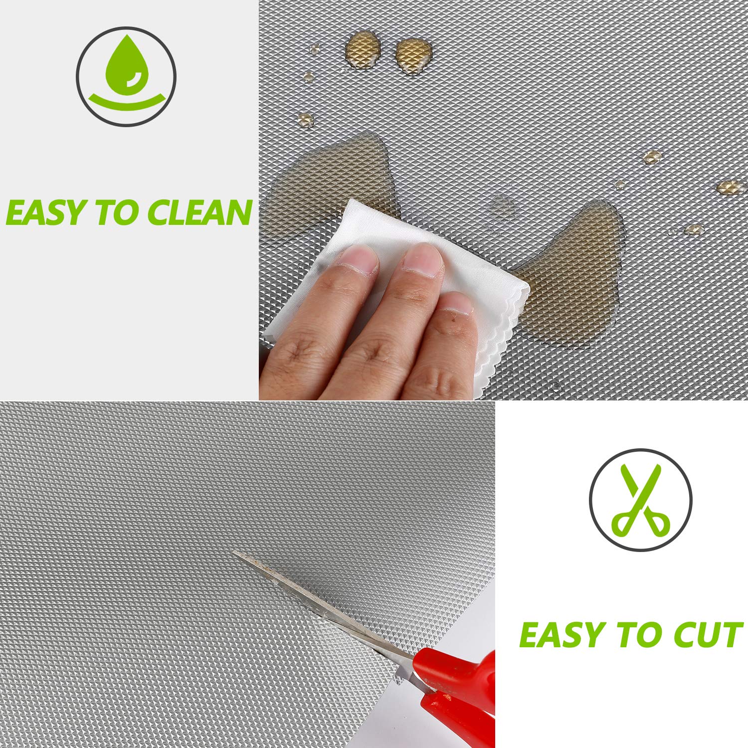 **Non-Slip Waterproof Kitchen Shelf & Drawer Liners - Durable Refrigerator Mats for Cabinets, Pantry & Shelves | Perfect for Organizing Food, Spice Storage & Protecting Surfaces**