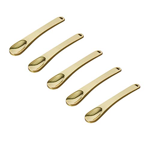 SUPVOX 5-Piece Mini Metal Makeup Spatula Set - Golden Eye Cream Applicator, Foundation Spatula & Facial Massage Wand for Skincare & Makeup Application - Perfect for Creams, Masks & Beauty Routines