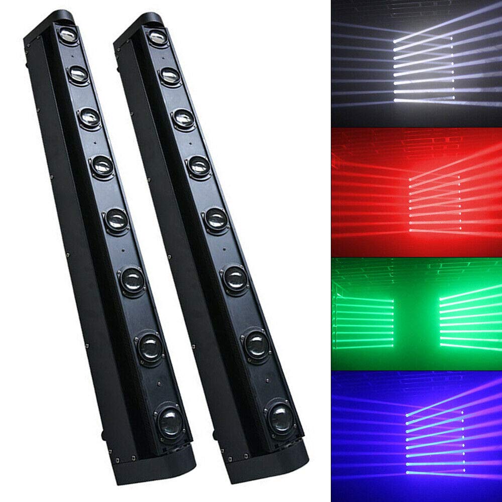 2PCS 8x10W LED Moving Head Stage Lights - 4-in-1 RGBW DMX512 Sound Activated Strobe Effect DJ Lighting for Disco, KTV, Club, Party & Wedding | Professional Stage Lighting for Live Shows & Events