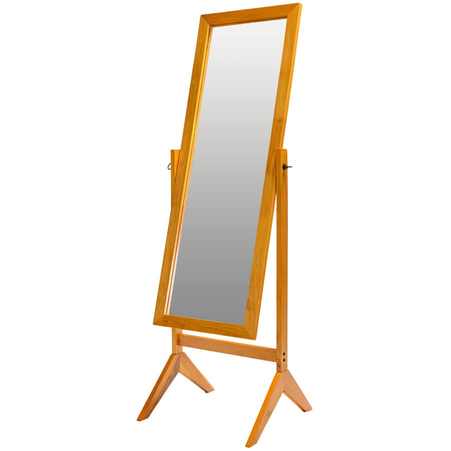Legacy Decor Oak Finish Wood Rectangular Cheval Floor Mirror - Free Standing Full Length Mirror for Bedroom, Living Room & Dressing Room | Elegant Home Decor & Vanity Mirror