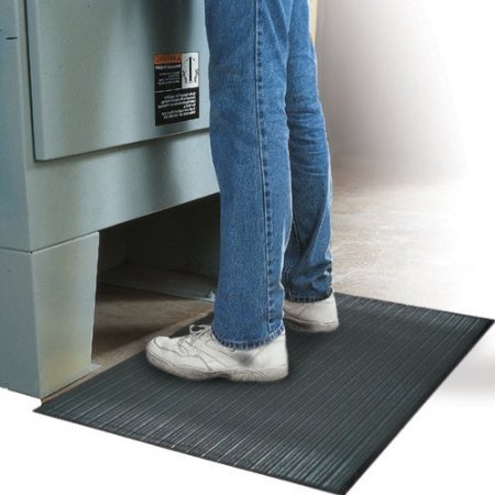Herco 4' x 10' Anti-Fatigue Vinyl Sponge Floor Mat - Black | Comfortable Standing Mat for Kitchen, Workshop & Office | Durable & Slip-Resistant Work Mat