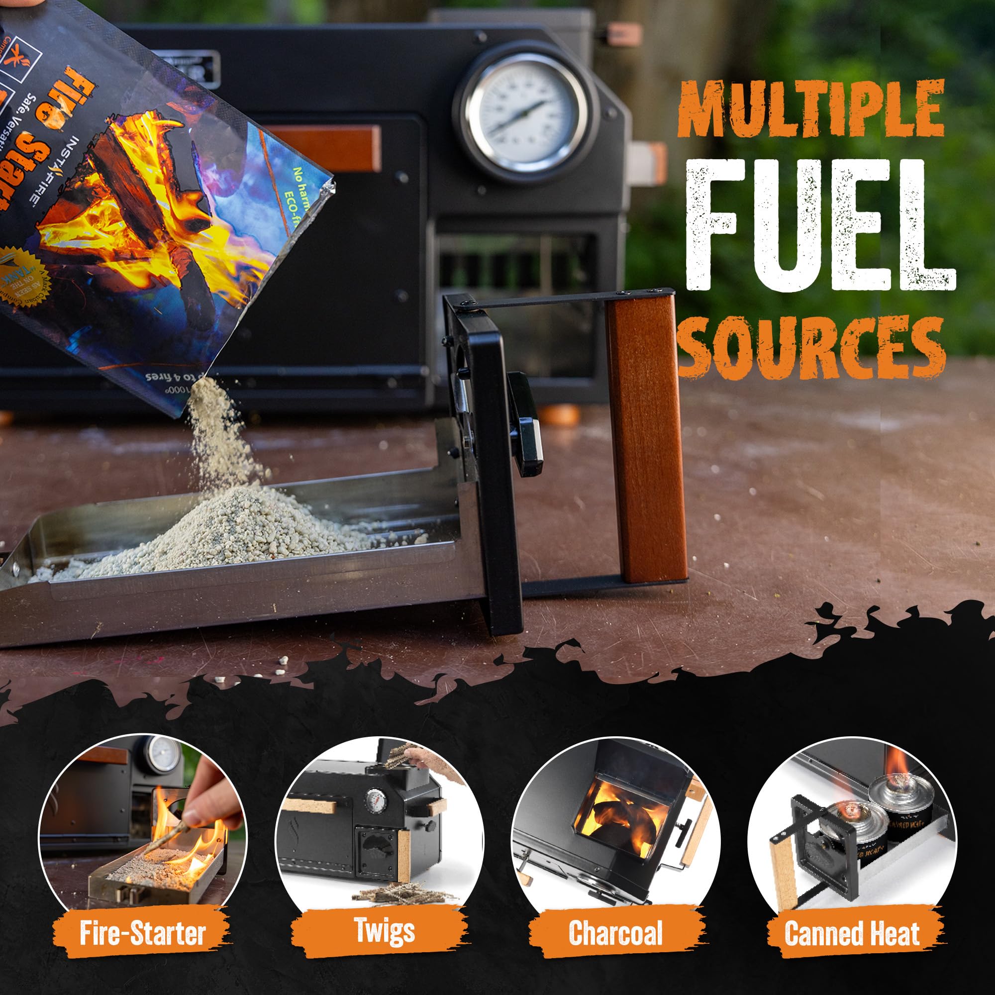 InstaFire Ember Oven - Compact Portable Camping Stove for Off-Grid Cooking, Emergency Preparedness & Outdoor Adventures - Perfect for Backpacking, Hiking, and Survival Situations