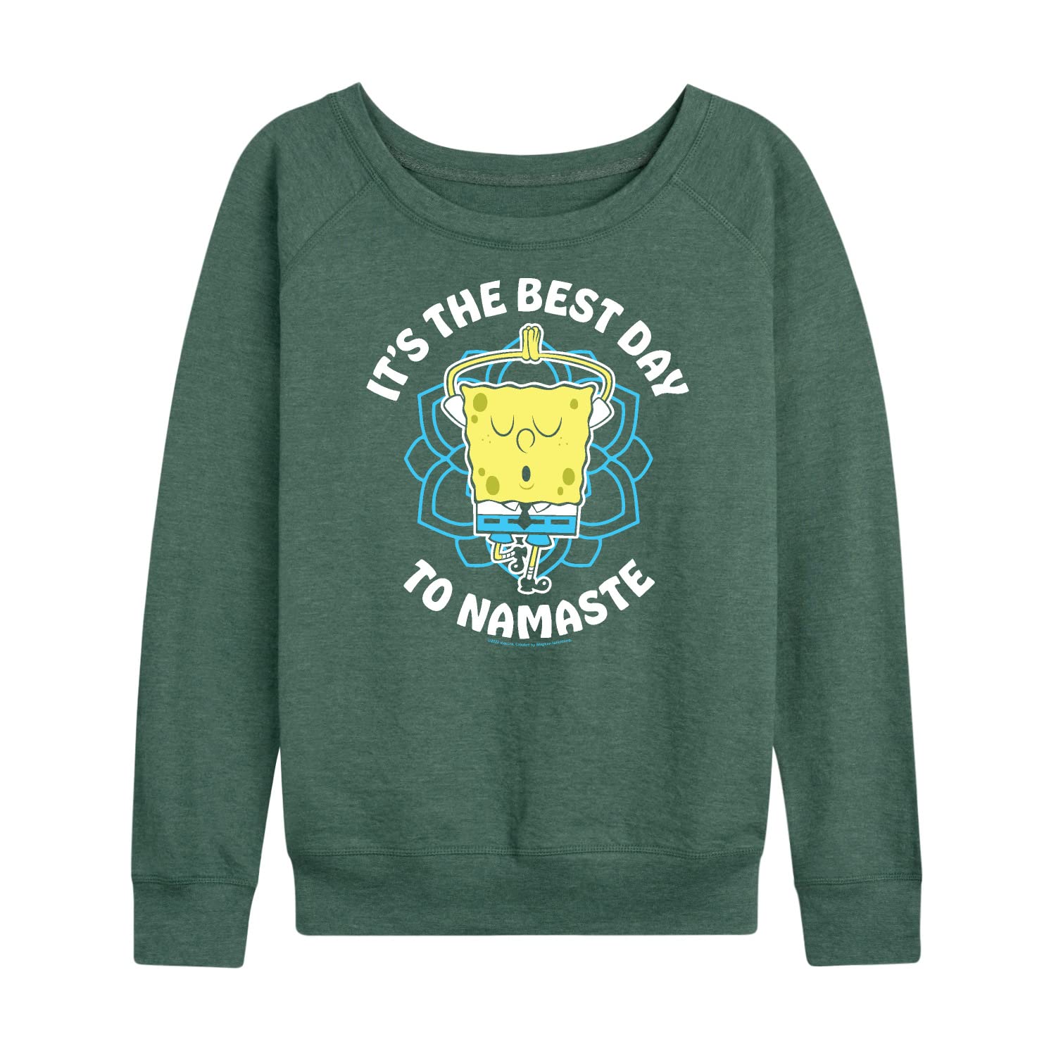 HYBRID APPAREL Women's Lightweight French Terry Pullover Hoodie - SpongeBob SquarePants The Best Day To Namaste Graphic Sweatshirt | Yoga, Lounge, Casual Wear
