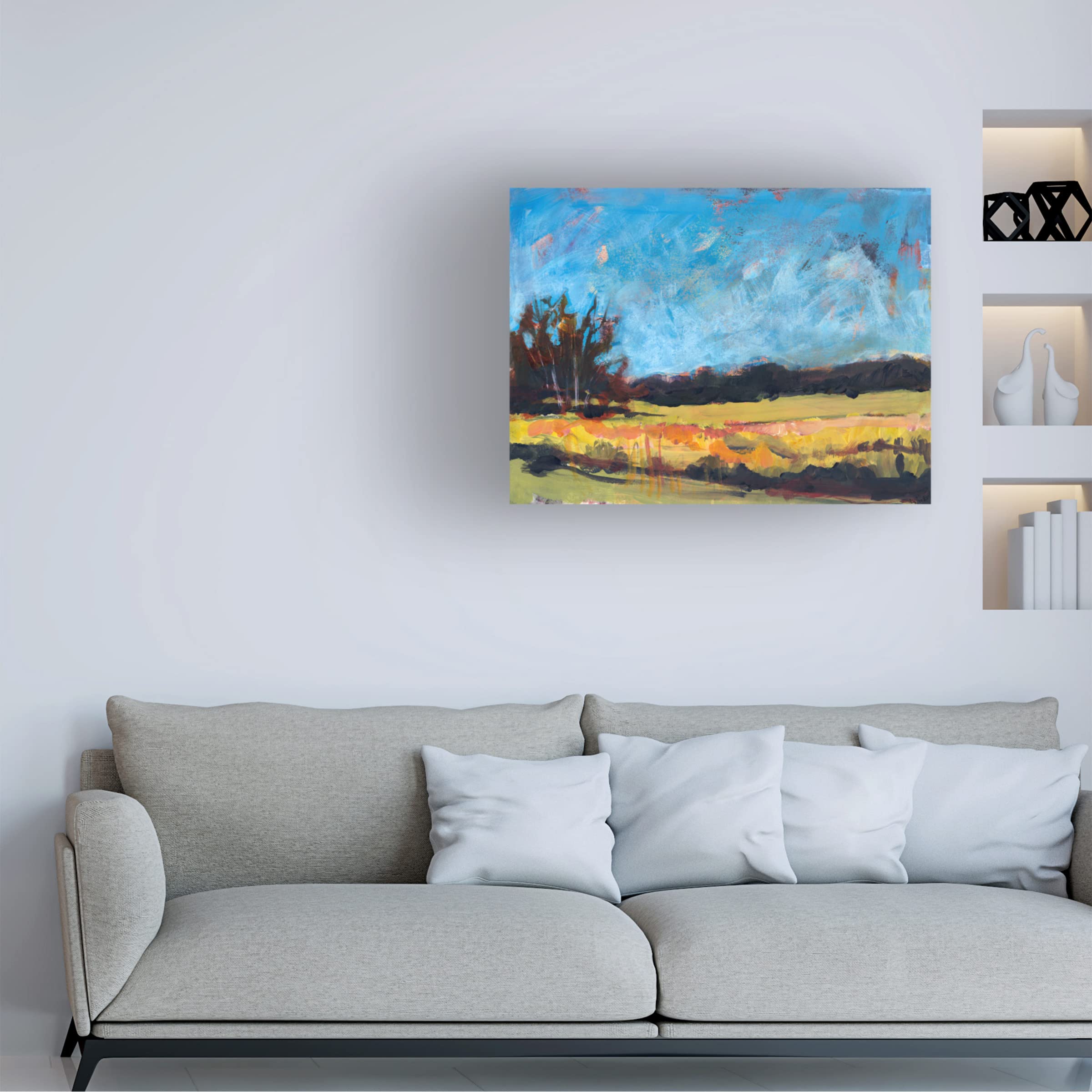 Trademark Fine Art 'On The Road' Canvas Wall Art by Linda Nickell - Stunning Landscape Painting for Living Room, Bedroom & Office Decor
