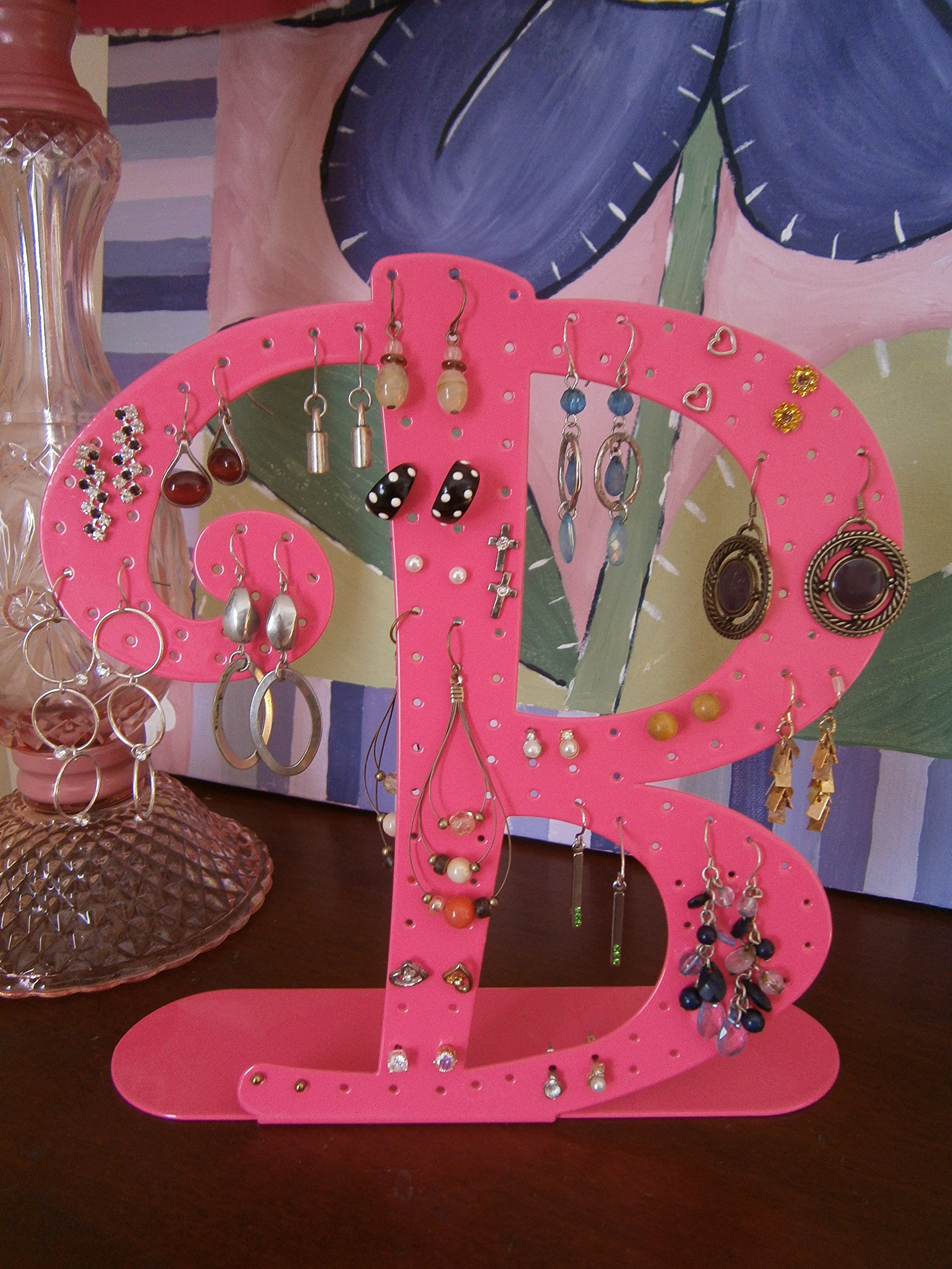 RMP Black Metal Letter B Earring Holder - Stylish Jewelry Organizer for Earrings, Studs & Hoops - Perfect for Bedroom, Bathroom & Travel