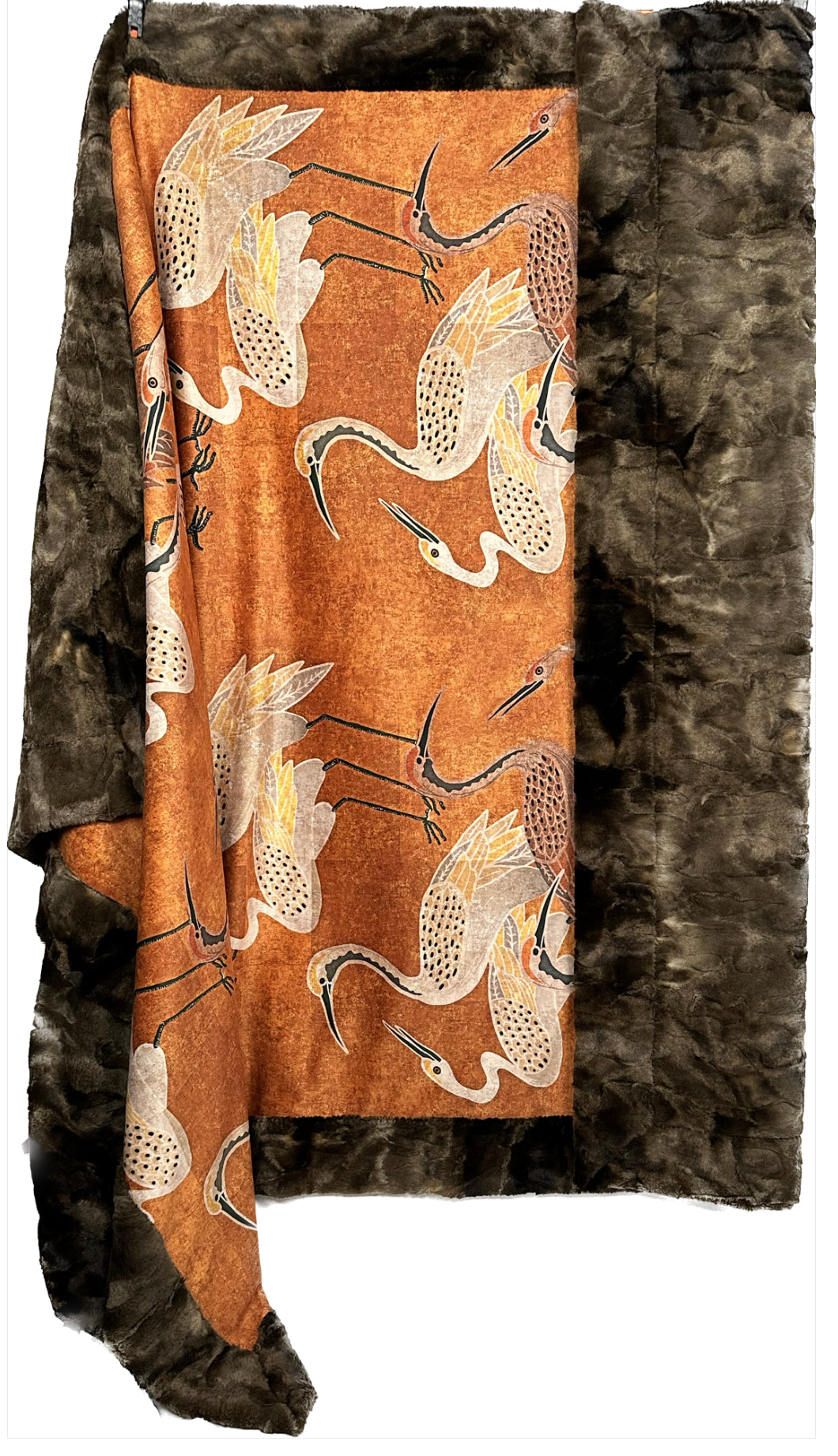 Golden Hour Festival Crane & Brown Rabbit Tie Dye Adult Blanket 54x77 - Premium Spoonflower Fabric for Cozy Home Decor, Bedroom Throw, Picnic Mat & Festival Accessory