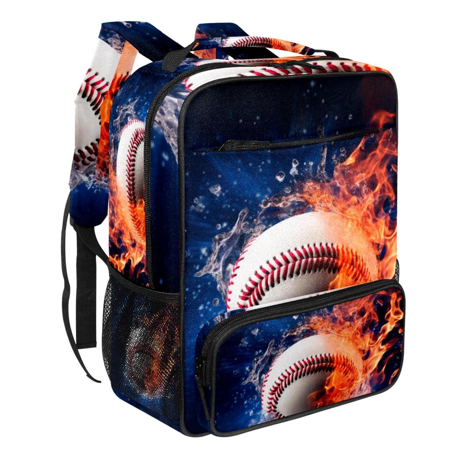 Best Travel & Work Backpack - Lightweight Durable Baseball Flame Sports Water Resistant Daypack for Men & Women - Perfect for Commuting, Hiking, Gym & Outdoor Adventures