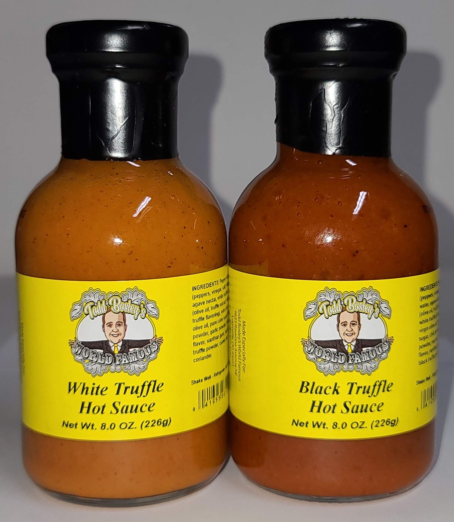 Todd Bosley's World Famous Black & White Truffle Hot Sauce (2 Pack) - Gourmet Spicy Condiment for Pizza, Pasta & Burgers - Premium Truffle Infused Hot Sauce Gift Set
