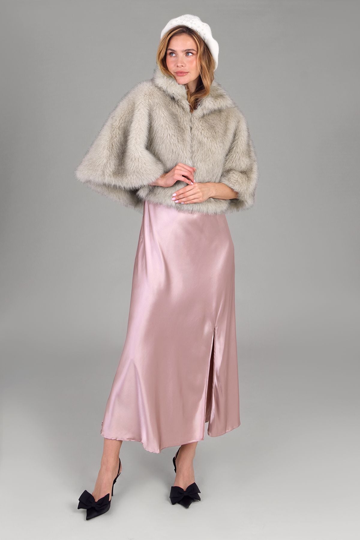 Stylish Upturned Collar Fur Capelet - Elegant Winter Fashion Accessory for Women | Perfect for Parties, Weddings & Evening Events