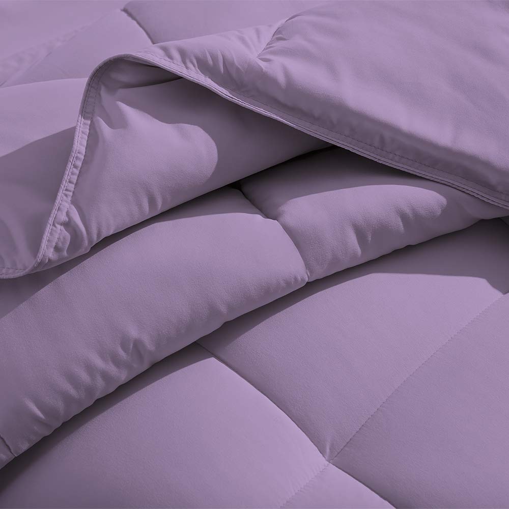 Premium 1800 Series Ultra-Soft All Season Comforter Set - Box Stitched Down Alternative Bedding - Full/Queen Size Lavender - Perfect for Cozy Nights & Guest Room Luxury