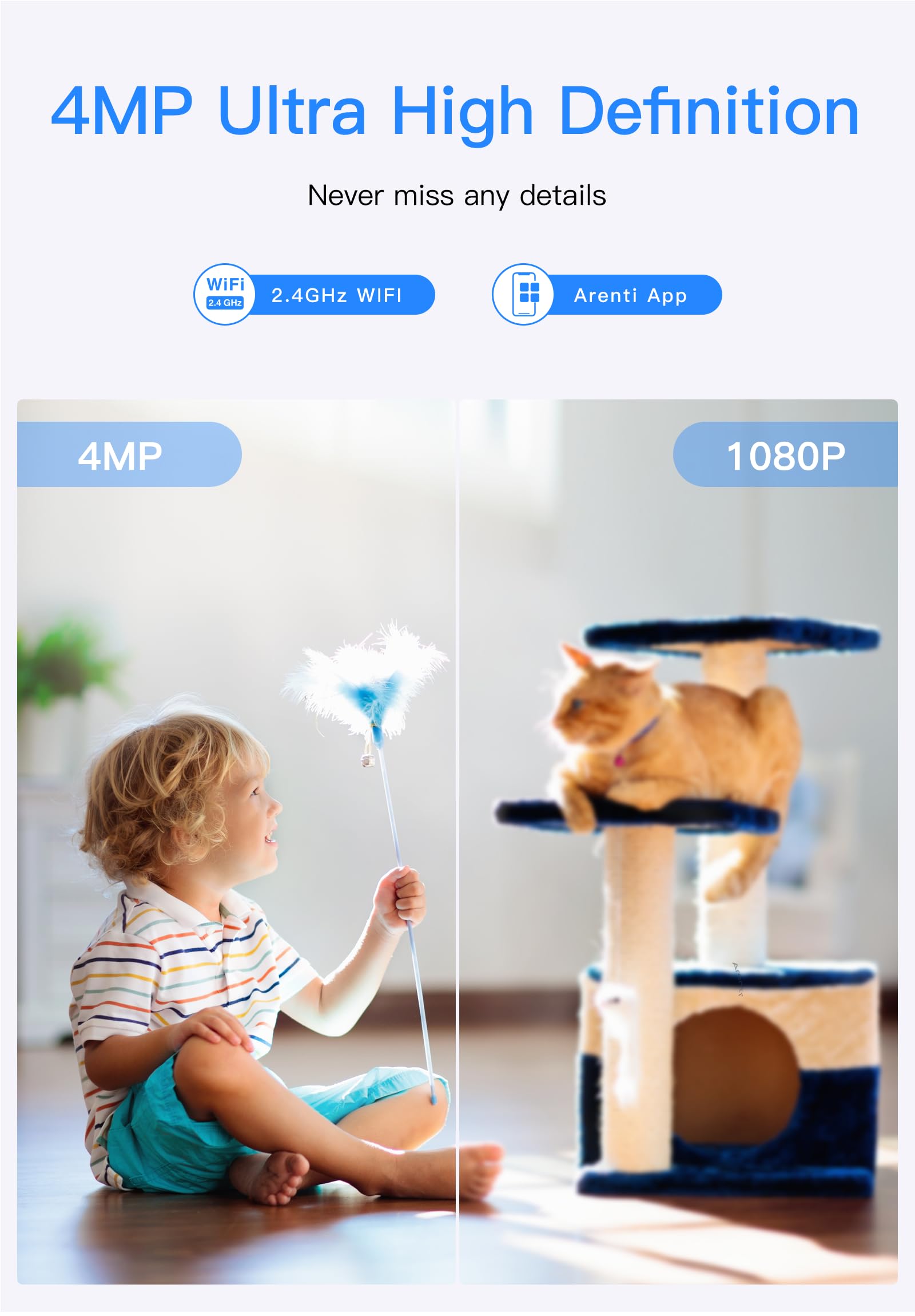 Arenti 4MP Indoor Security Camera 3 Pack - 2.5K HD Baby Monitor & Pet Camera with Motion/Sound Detection, Night Vision, 2-Way Audio, Phone App - Ideal for Home, Nursery, Pet Monitoring (IN1Q 3PC)