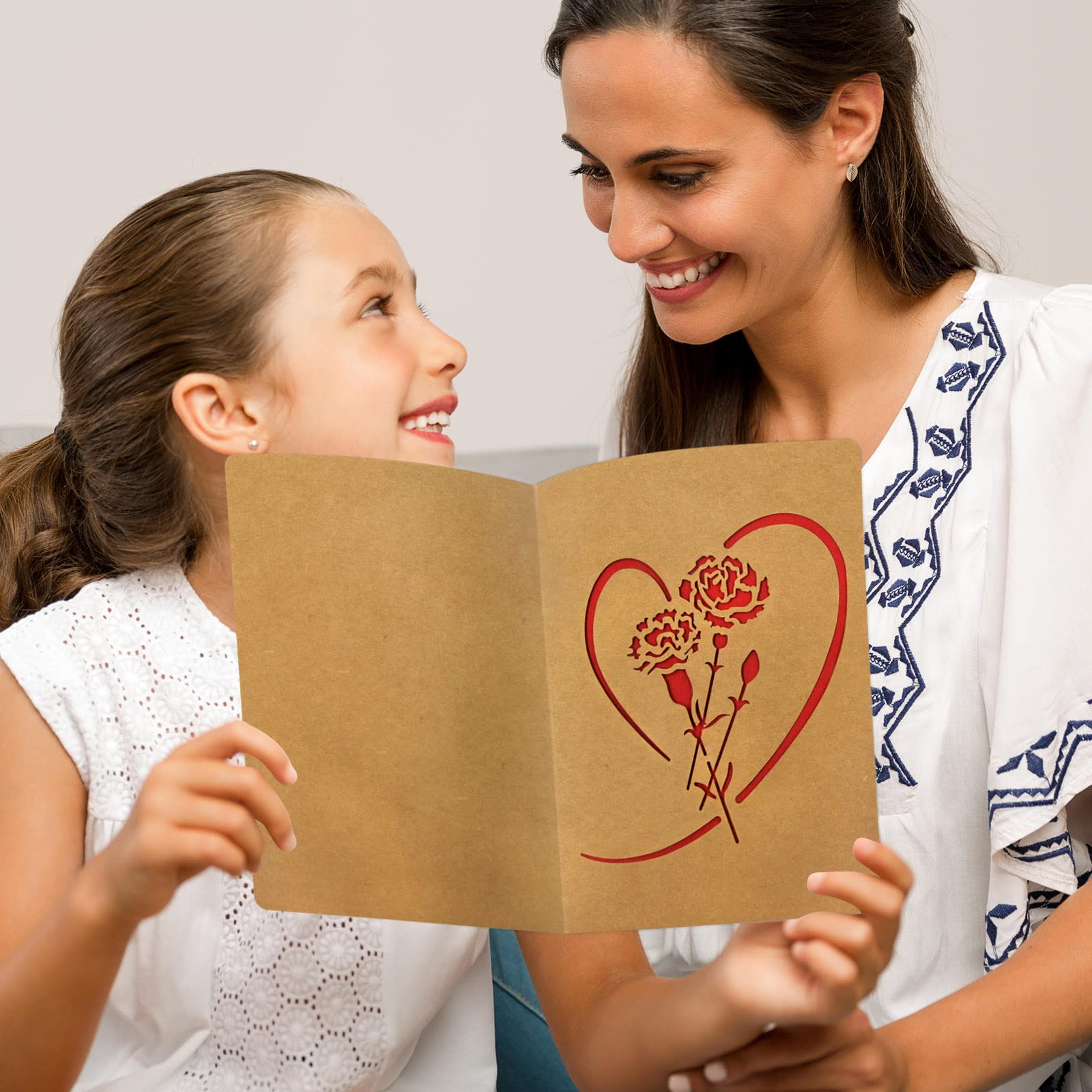 12 PCS Happy Mother's Day Kraft Cards with Envelopes & Stickers - Die Cut Greeting Cards for Mom - Perfect Mother's Day Gifts for Wife, Grandma & Special Women (Use for Handwritten Notes, Party Favors & Keepsakes)