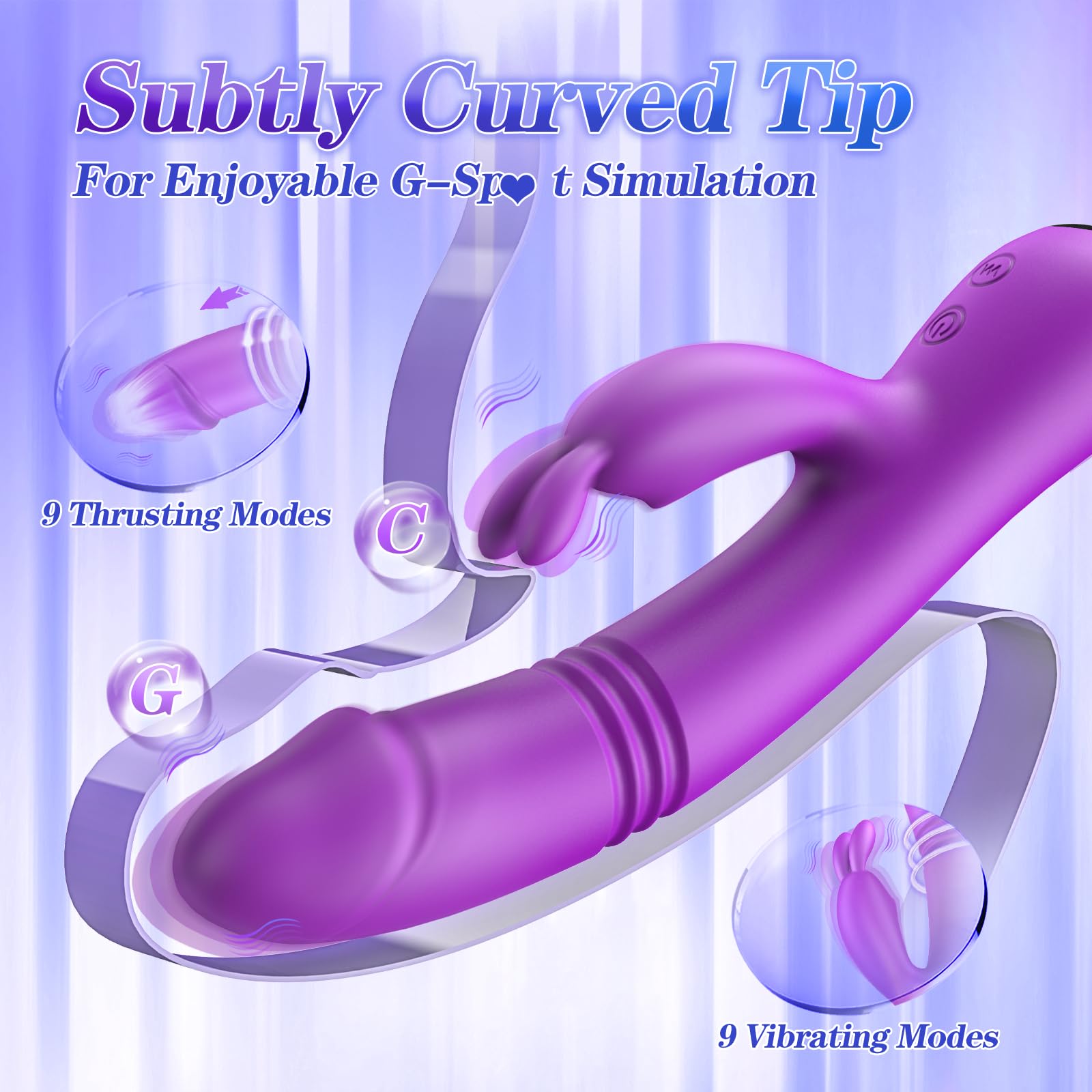 Premium Rabbit Vibrator for Women - 9 Thrusting & 9 Vibration Modes, G-Spot & Clitoral Stimulation, Silicone Dildo Sex Toy for Intimate Pleasure - Perfect for Solo Play & Couples Exploration