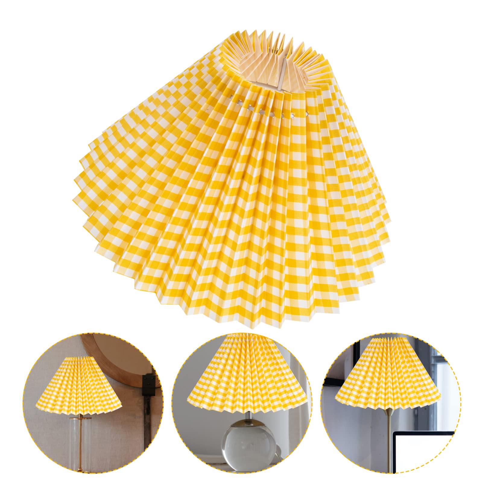Japanese Style Pleated Fabric Lampshade - Replacement Shade for Table Lamps, Floor Lamps & Desk Lamps in Yellow | Perfect for Living Room, Bedroom & Office Lighting Decor
