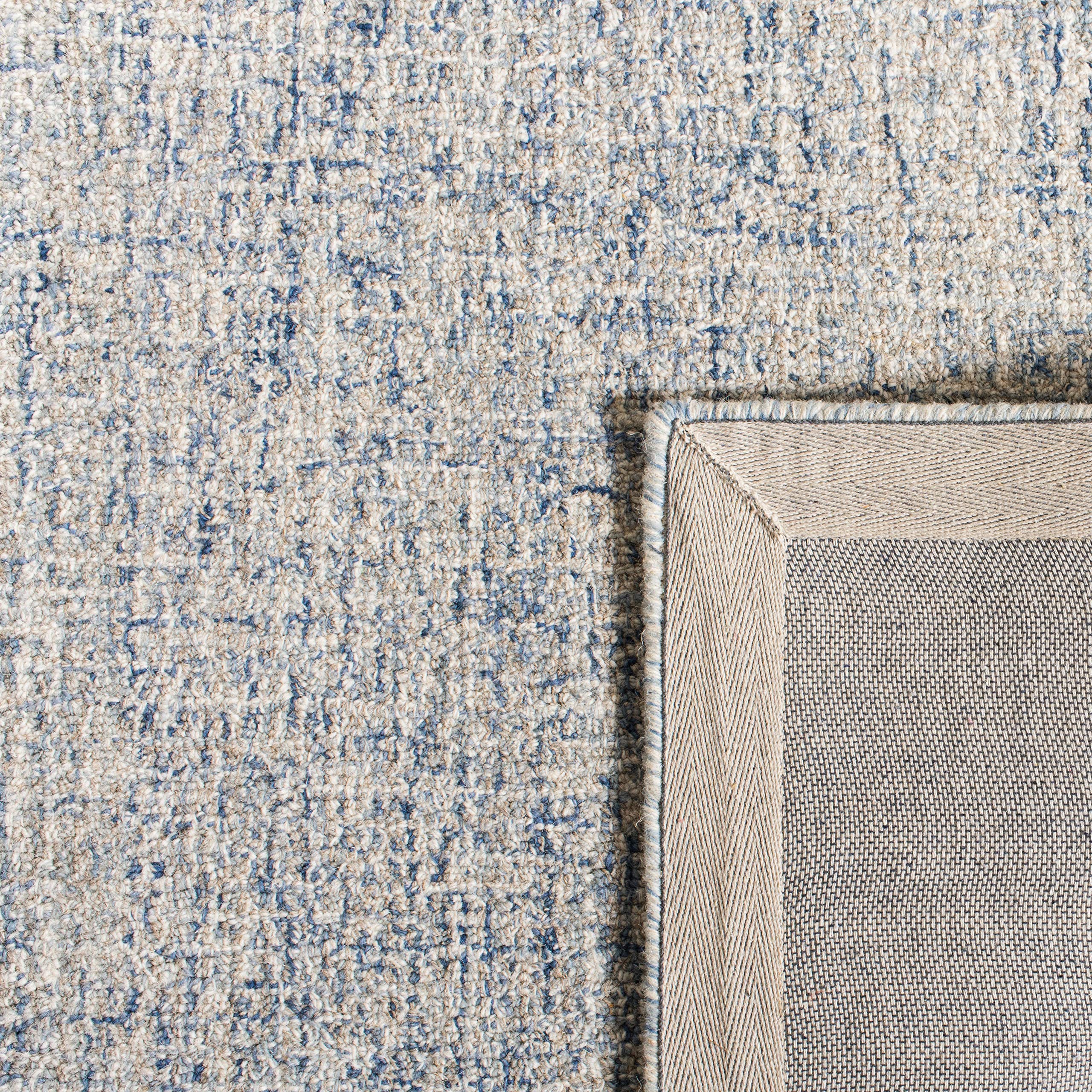 SAFAVIEH Abstract Collection 6' Round Ivory/Blue ABT471M Handmade Premium Wool Area Rug - Perfect for Living Room, Bedroom & Office Decor