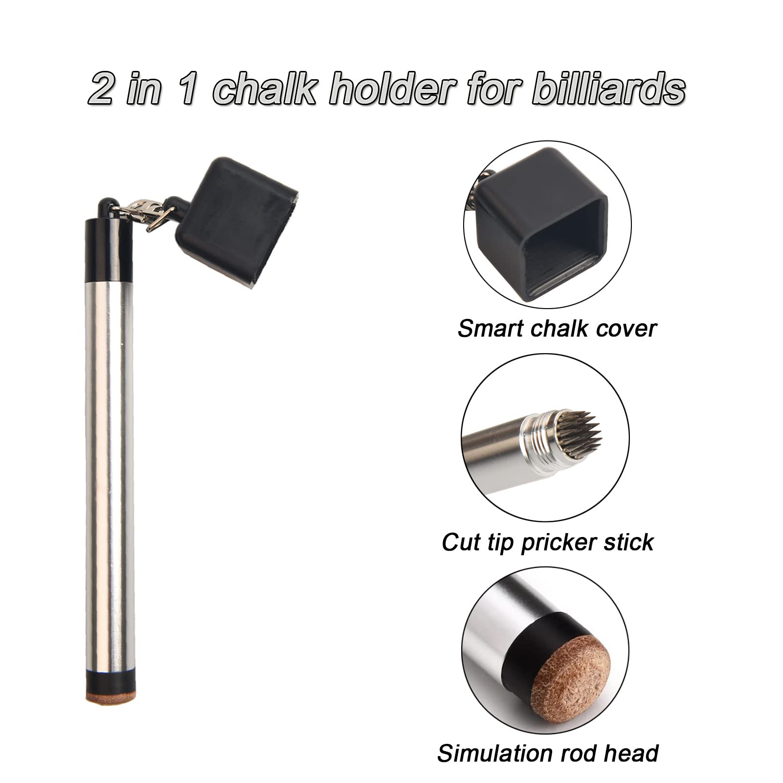 LAKE OF FIRE 2-in-1 Pool Cue Chalk Holder - Non-Slip Billiard Chalk Pocket & Cue Tip Tool for Professional Pool Players | Perfect for Home Game Rooms & Billiard Hall Accessories