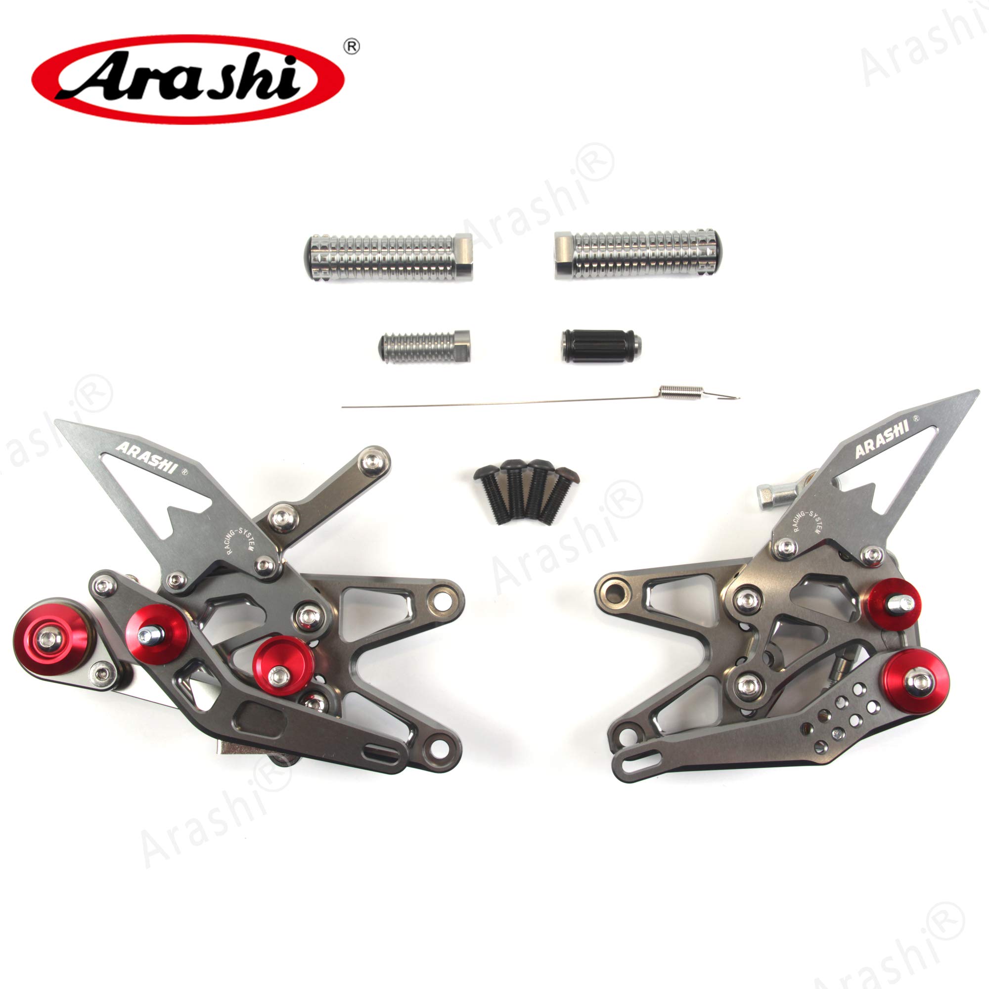 Arashi V2.0 Adjustable Rear Sets Foot Pegs for Triumph Daytona 675/R (2013-2018) - CNC Machined Motorcycle Footrests in Gray - Perfect for Track Days, Sport Riding & Performance Upgrades