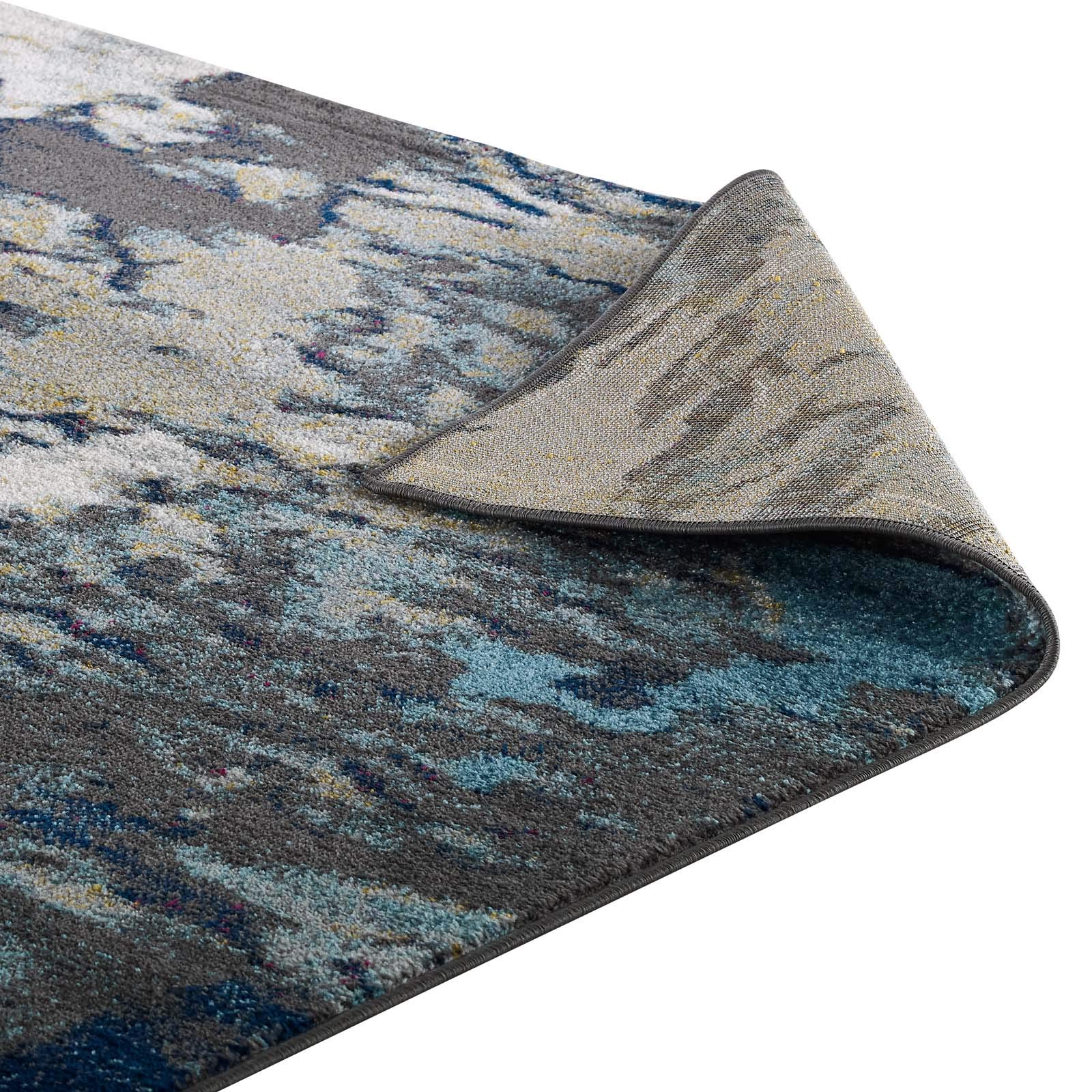 Modern Contemporary Urban Design Blue Area Rug - Soft Fabric Living Room Carpet for Lounge, Hallway Runner - Perfect for Home Decor, Bedroom, Office & Dorm