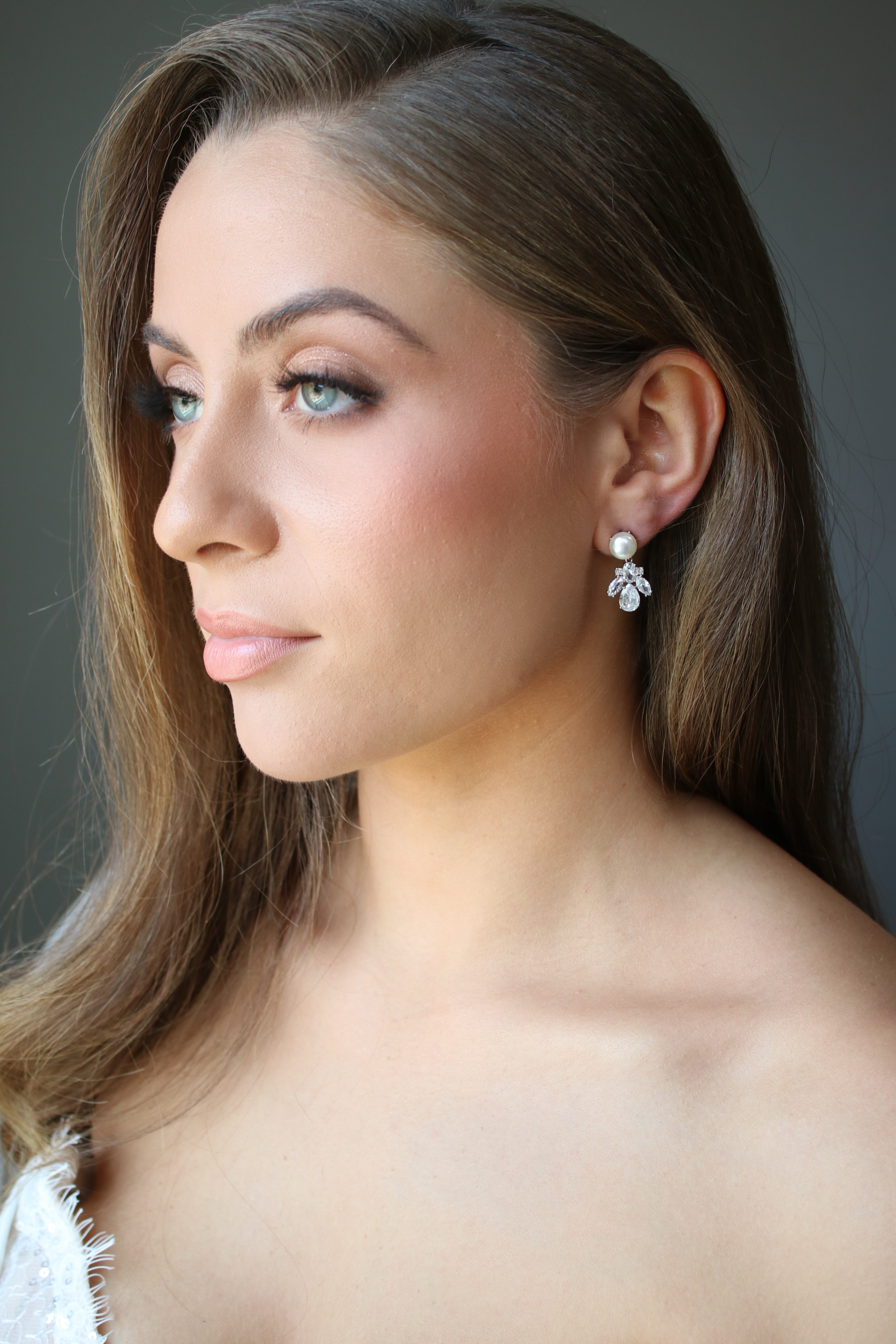 Kenza Simulated Diamond & Pearl Drop Earrings for Women - Elegant Dangle Earrings for Wedding, Party & Special Occasions