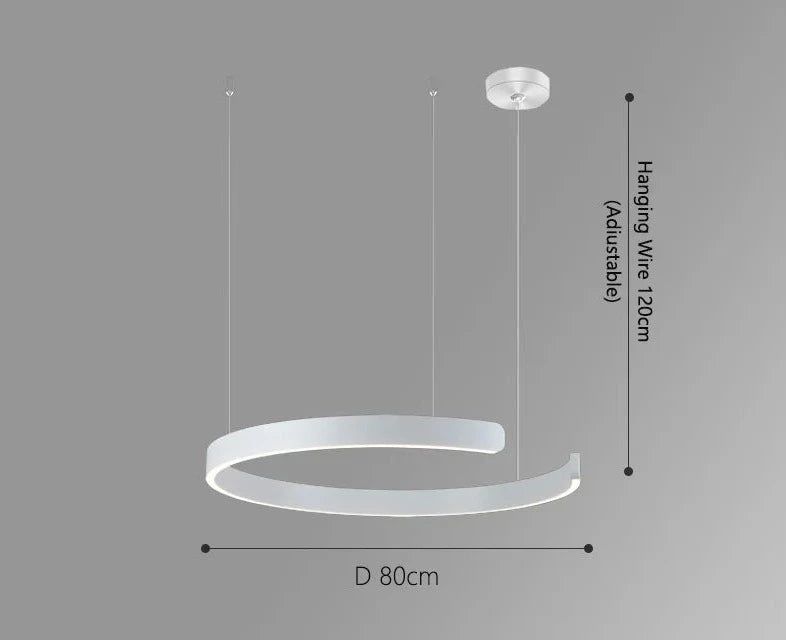 Elegant Minimalist Ring Chandelier Light Fixture - Aluminum Plated Modern Pendant Lighting for Dining Room, Bedroom & Living Room Decor