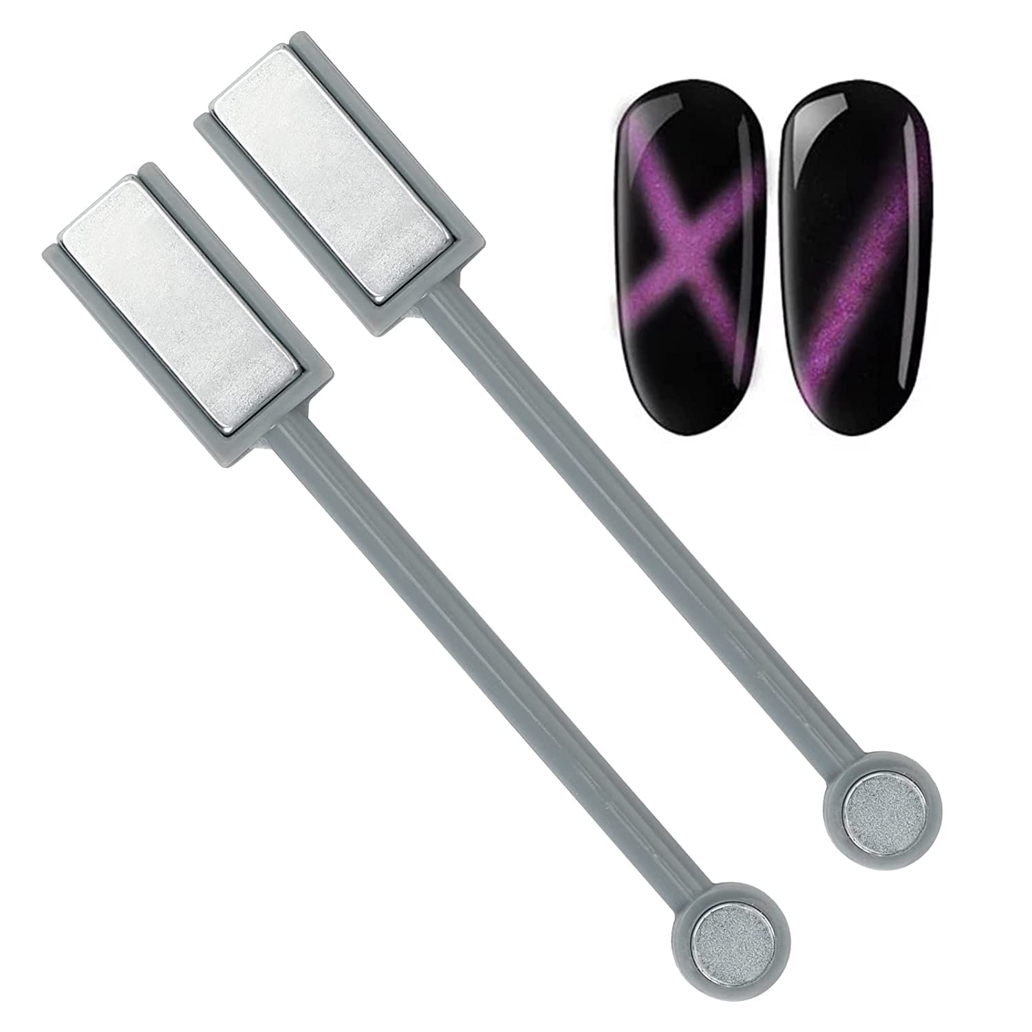 Gleevia 2Pcs Cat Eye Magnet for Nails - Double Head 3D Nail Art Magnet Stick for Cat Eye Gel Polish | Strong Magnetic Manicure Tool for Salon & Home Nail Designs