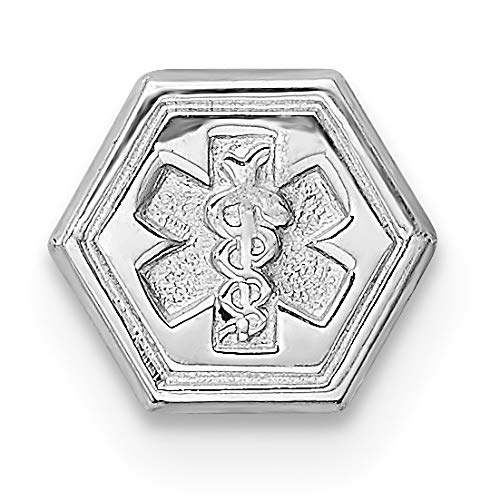 Sterling Silver Medical ID Charm - Non-Enameled Attachable Emblem for Jewelry Making & Medical Alert Bracelets - Perfect for Nurses, Doctors & Healthcare Professionals