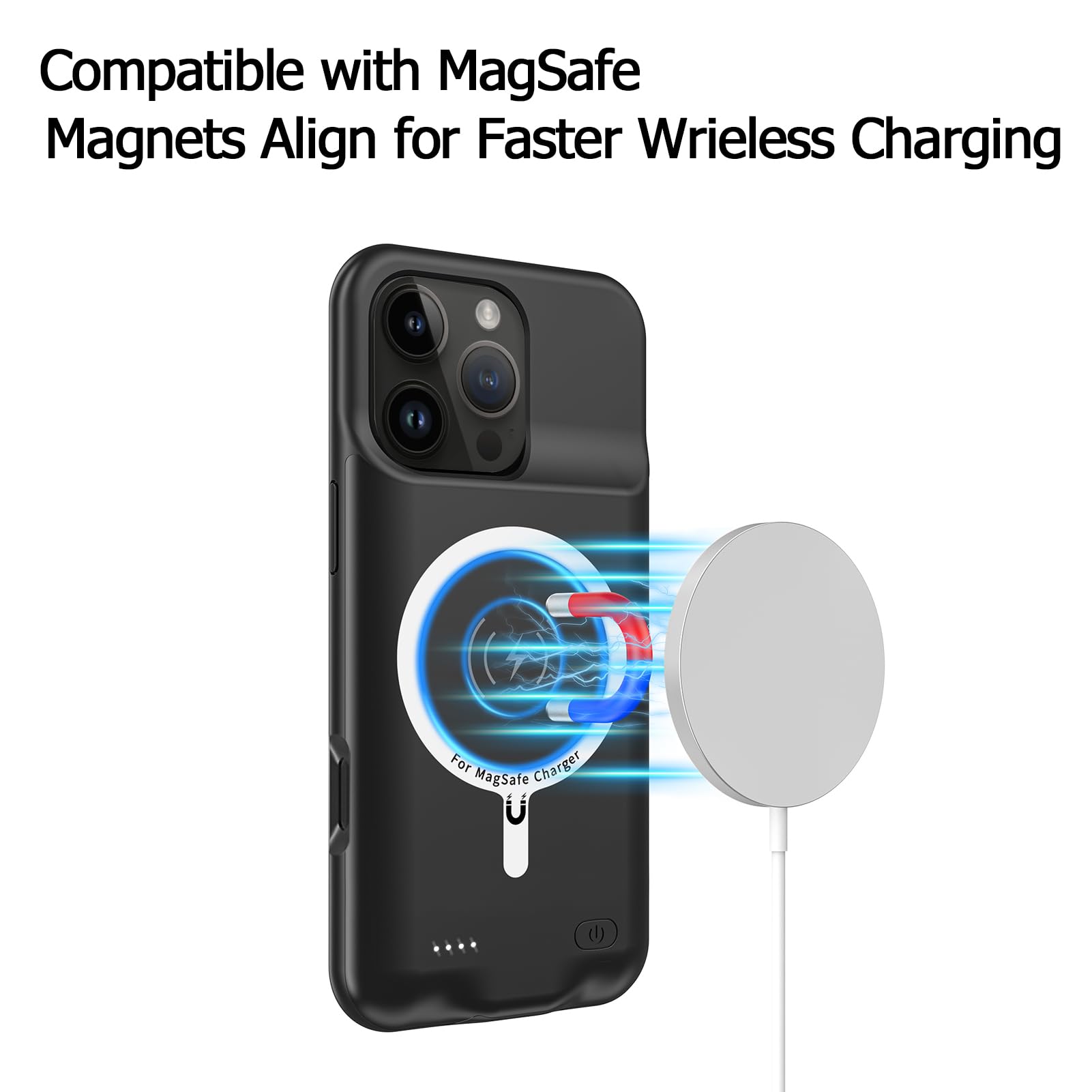 12000mAh Battery Case for iPhone 16 Pro Max | Wireless Charging Power Bank Case | Extended Battery Pack for iPhone 16 Pro Max (6.9