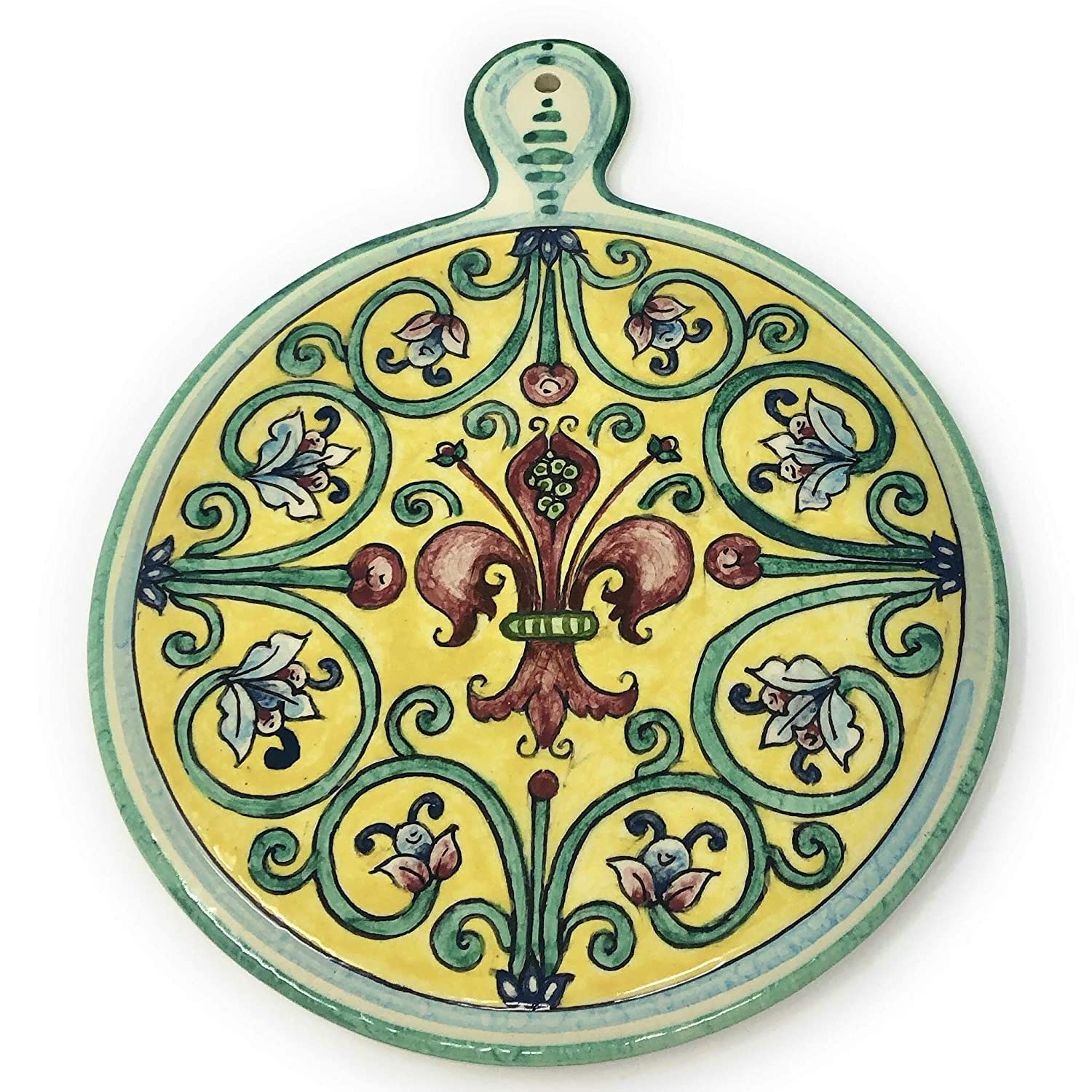 Hand-Painted Italian Ceramic Trivet - Tuscan Lily Design Kitchen Tile for Hot Pots & Pans | Italian Pottery Decor | Made in Italy | Perfect for Dining Table, Countertop & Gift Giving