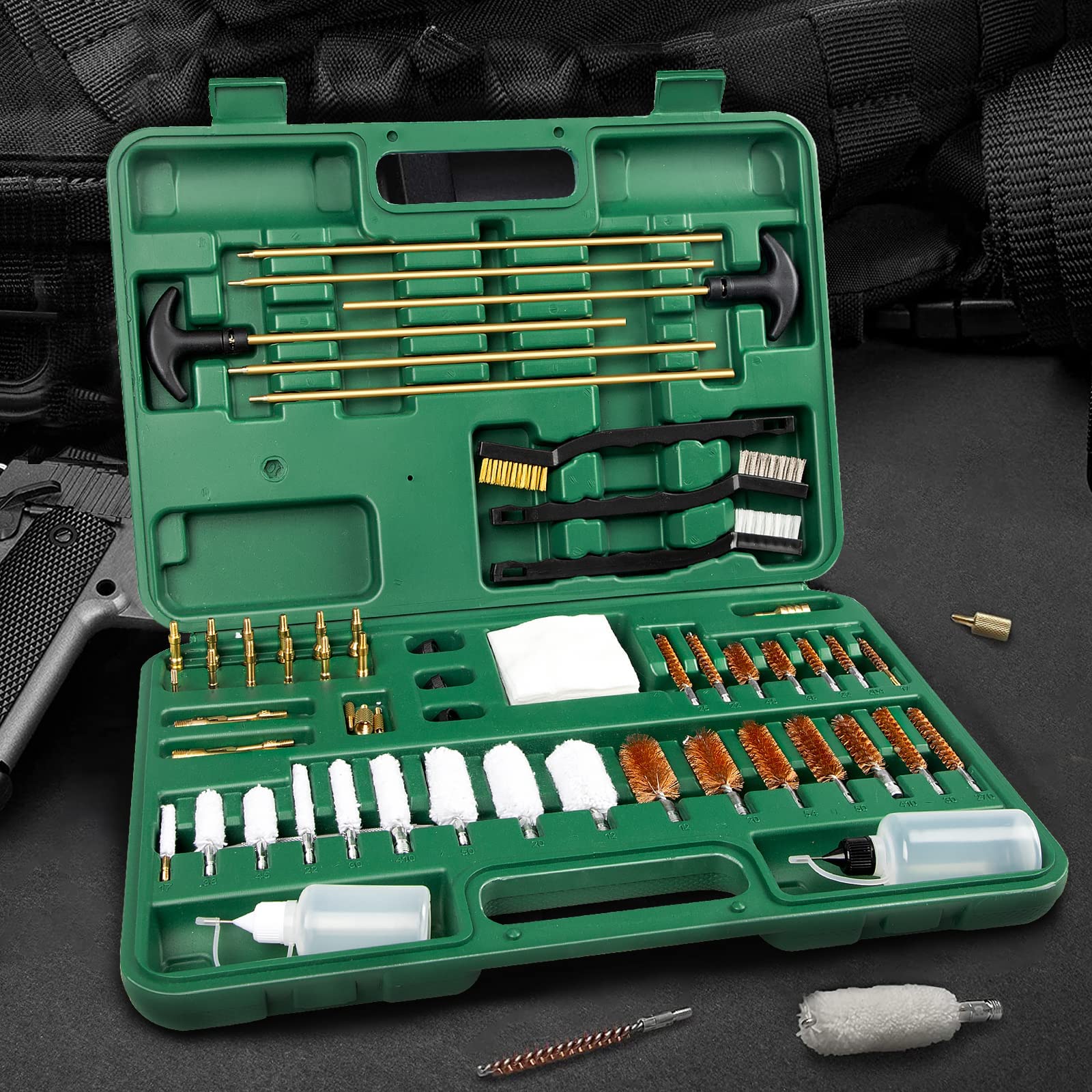 Universal Gun Cleaning Kit for Rifle, Pistol, Shotgun & Handgun - Complete Cleaning Set with Case & Brushes for All Caliber Guns | Perfect for Firearm Maintenance, Hunting & Range Shooting