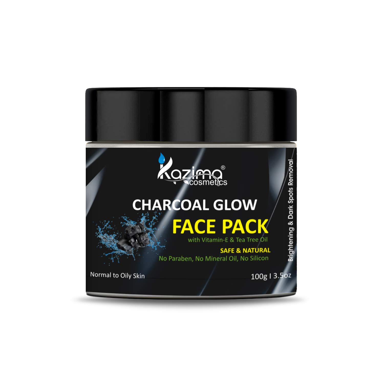 KAZIMA Charcoal Glow Face Pack - 100g Deep Cleansing & Detoxifying Mask for Acne, Blackheads & Oily Skin | Perfect for Spa Night & Self-Care Routine