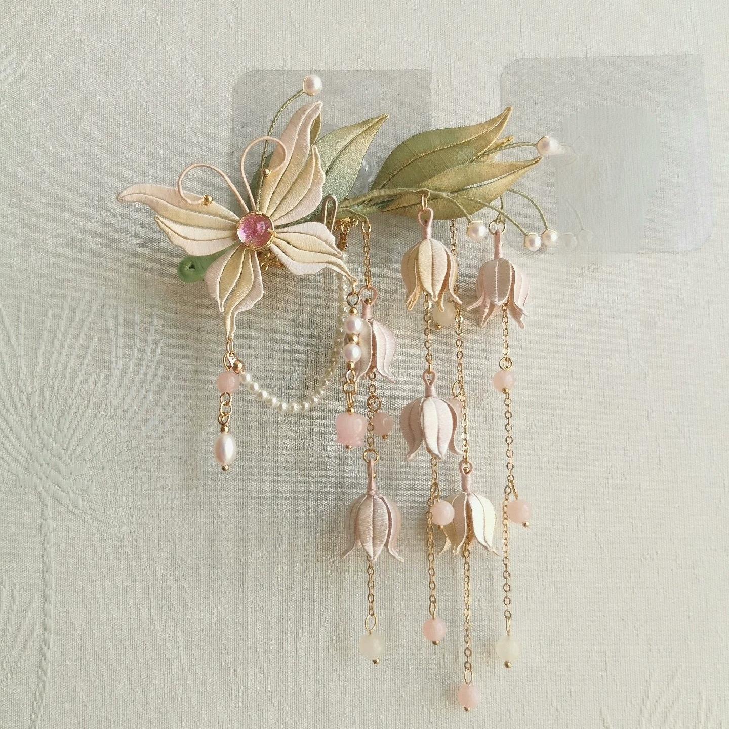 Butterfly Silk Hair Clip - Elegant Handmade Hair Accessory for Women, Girls (Chanhua) - Perfect for Weddings, Parties & Everyday Wear