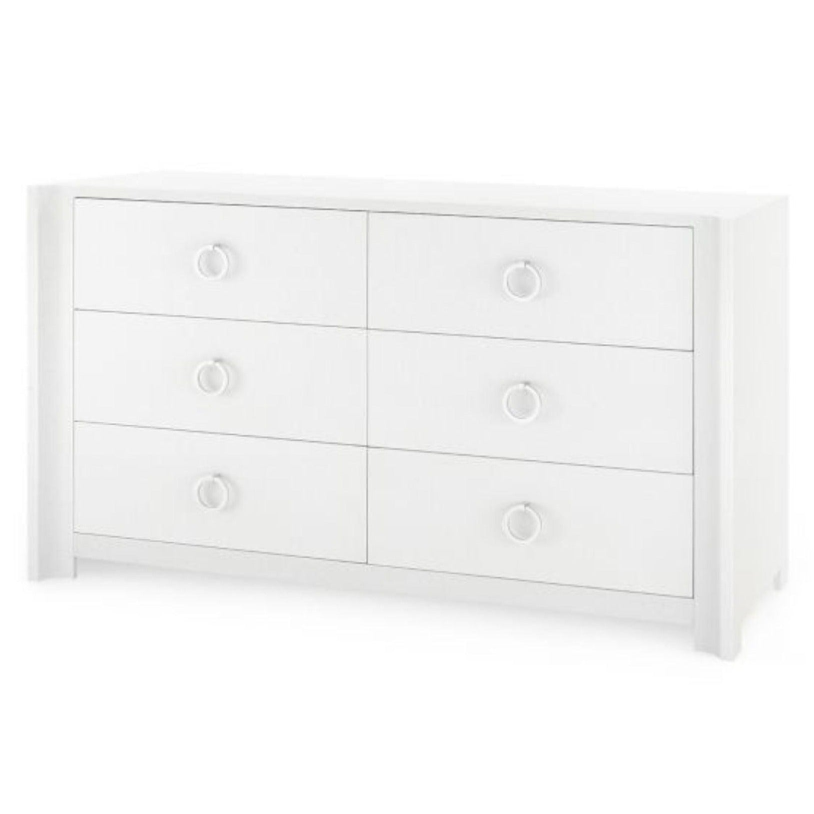 Audrey 6-Drawer Chest Dresser in Cream - Customizable Pulls for Bedroom & Living Room Storage
