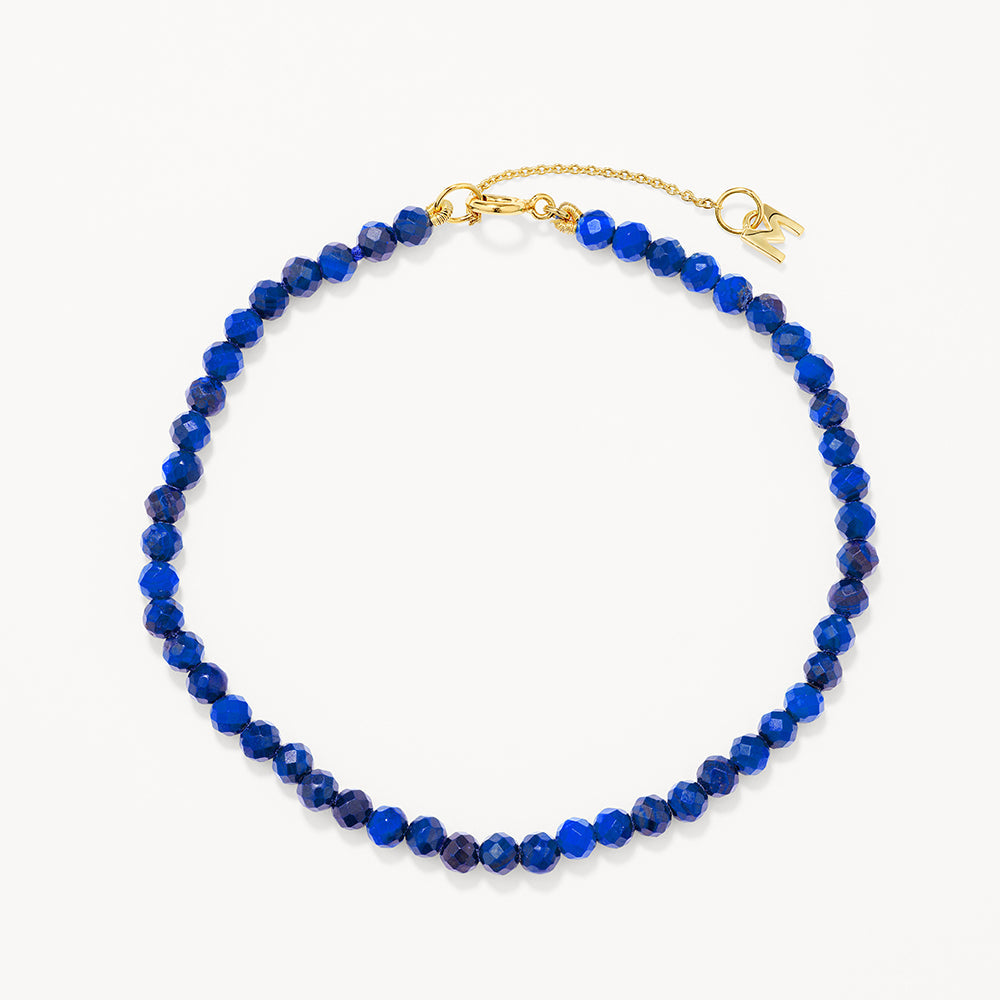 Micro Lapis Lazuli Bead Bracelet in Gold - Elegant Healing Crystal Jewelry for Women, Meditation & Spiritual Gifts