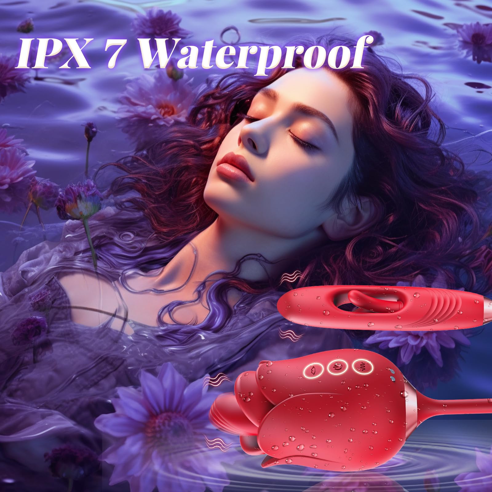 BSZone 4-in-1 G Spot Vibrator Rose Sex Toy for Women - 10 Vibration Modes & Flapping Clitoral Stimulator, Nipple Anal Vibrator for Couples | Perfect for Solo Play, Couples Intimacy & Sensual Massage