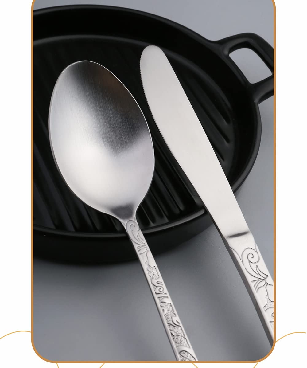 30-Piece Stainless Steel Flatware Set for 6 - Hammered Silverware Cutlery with Colorful Handles - Dishwasher Safe Modern Tableware for Home, Kitchen, Hotel & Restaurant - Perfect for Dinner Parties, Weddings & Everyday Dining