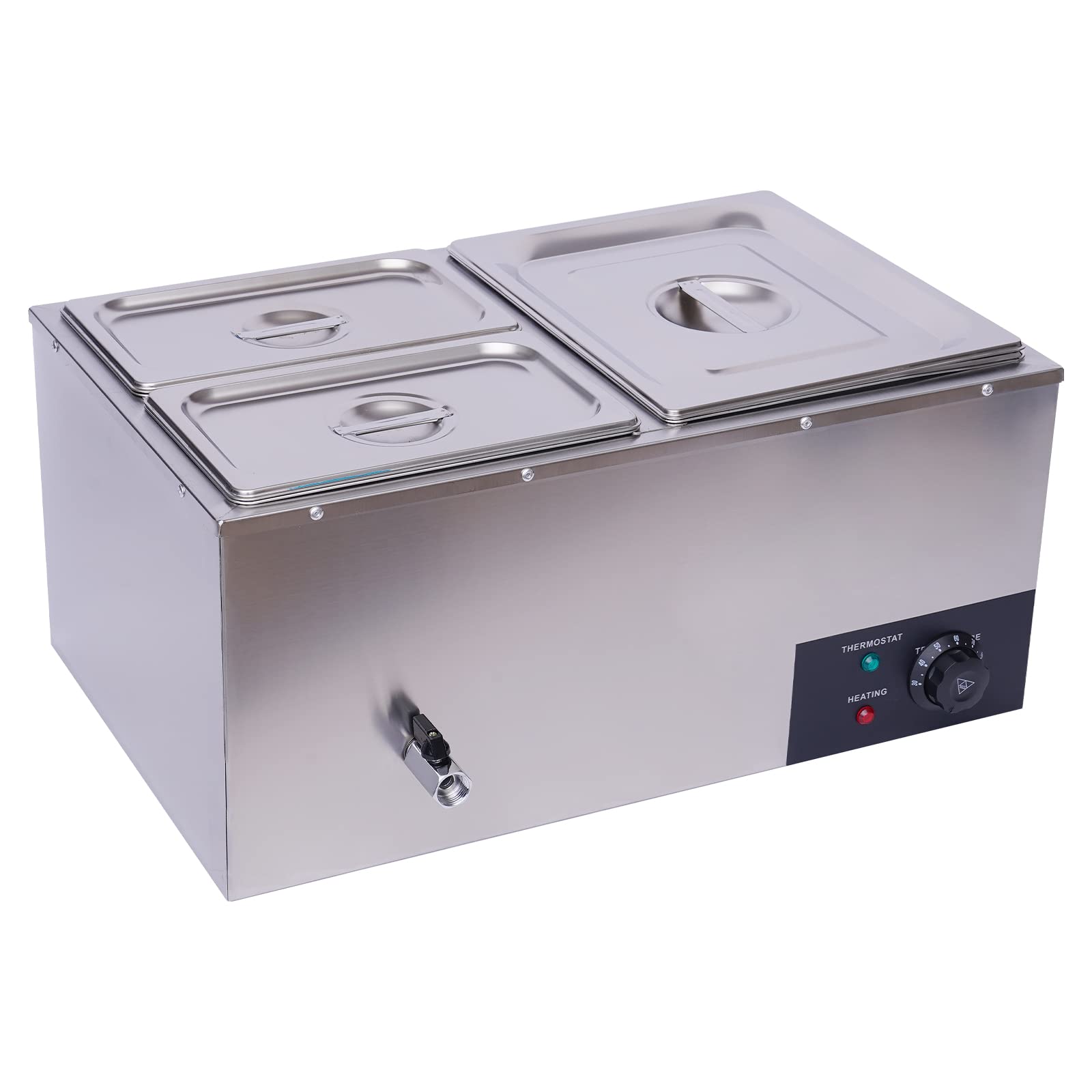 3-Pan Commercial Electric Buffet Food Warmer | Stainless Steel Countertop Steamer with Adjustable Heat | 110V 600W Buffet Server for Catering, Restaurants & Events | Perfect for Keeping Food Warm at Buffets, Banquets and Catering Services