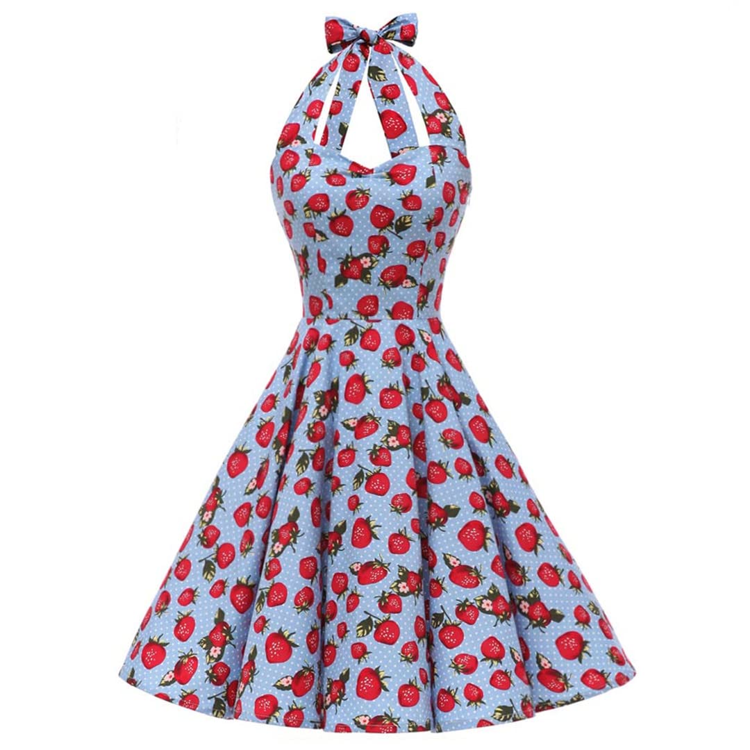 Vintage Rockabilly Summer Dress for Women - Retro Big Swing Floral & Polka Dot Sundress | Perfect for Outdoor Parties, Beach Vacations & 1950s Theme Events