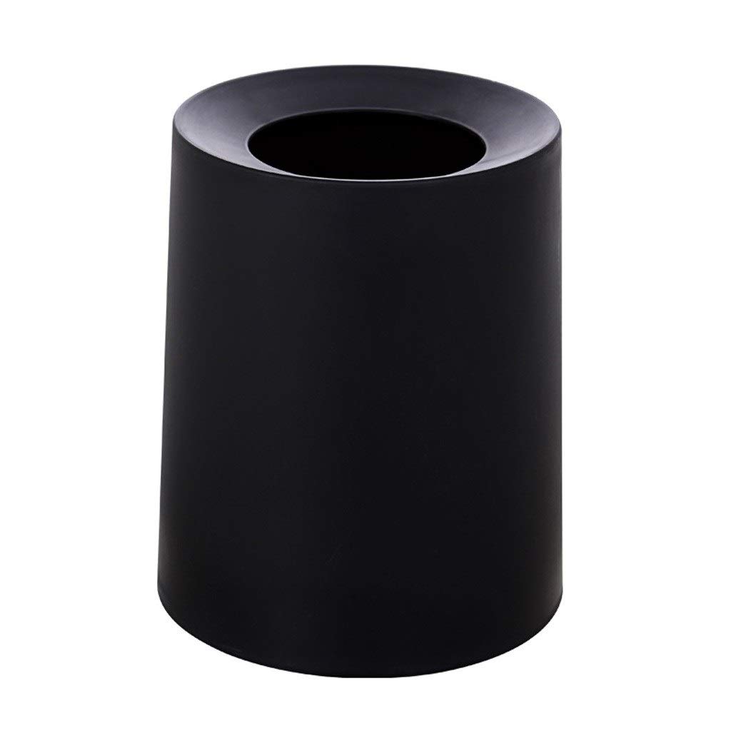 JKXWX 8L/12L Uncovered Trash Can - Creative Waste Paper Basket for Bathroom, Office, Bedroom & Living Room - Small Black Garbage Bin for Home & Office Use - Perfect for Desks, Countertops & Small Spaces