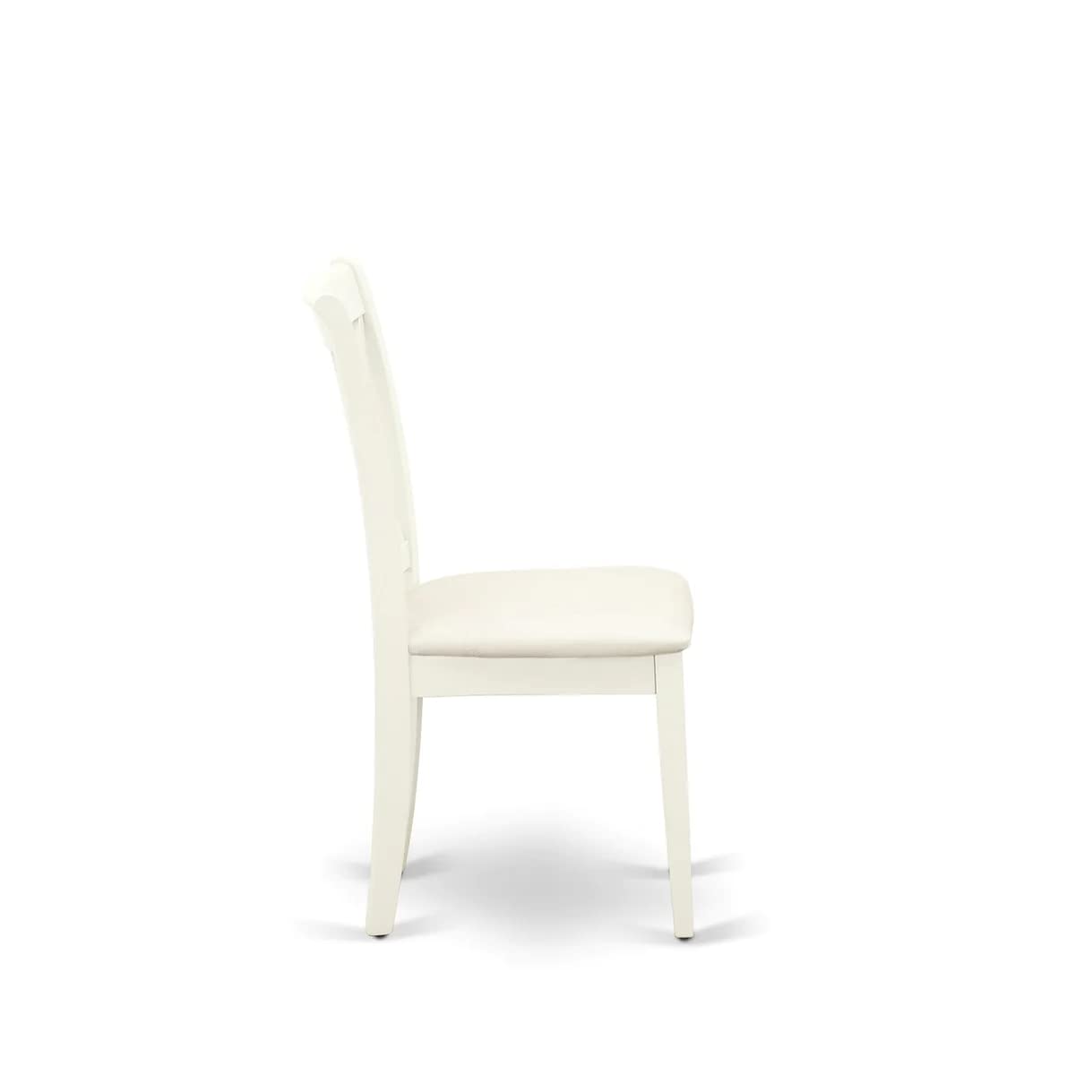 East West Furniture DLCL5-WHI-C 5-Piece White Linen Dining Set with Round Drop-Leaf Table & 4 Upholstered Chairs, 42x42 Inch - Perfect for Small Spaces, Breakfast Nooks & Cozy Apartment Dining