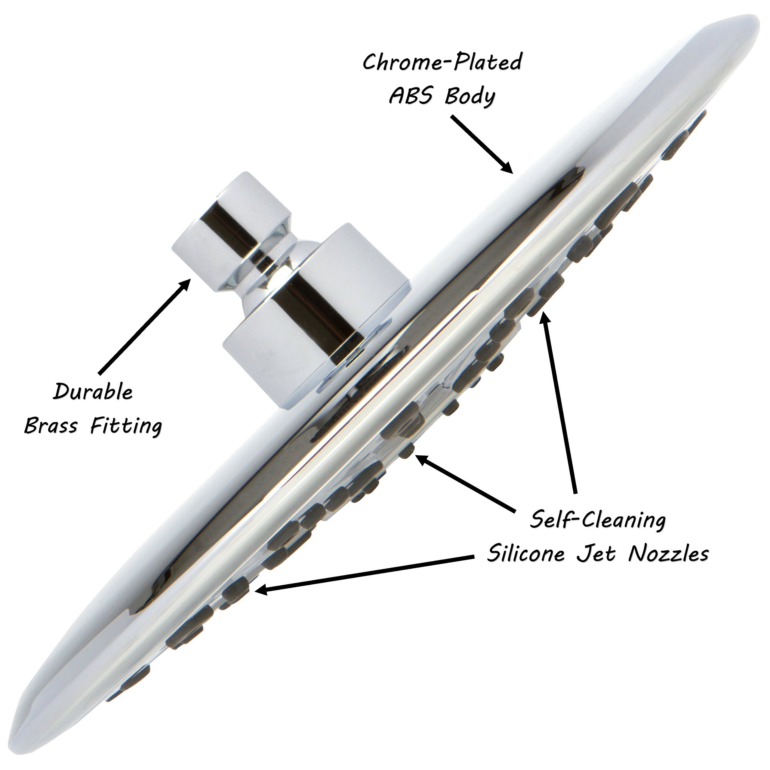 9 Inch High Flow Rainfall Shower Head with Water Filter & Adjustable Extension Arm - Removes Chlorine, 2.5 GPM, Chrome Finish - Perfect for Spa-Like Bathroom Experience & Hard Water Areas