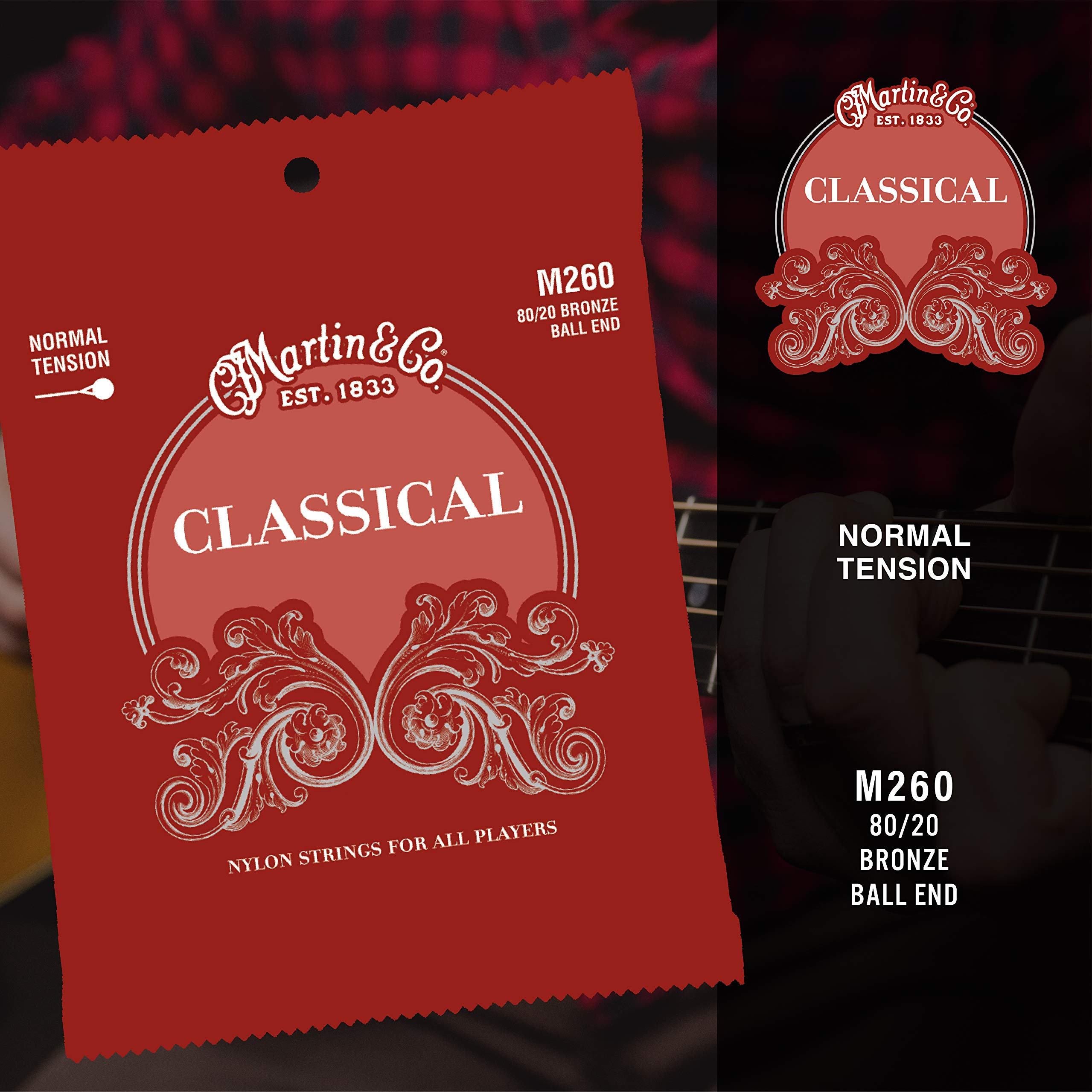 Premium MARTIN Classical Guitar Strings (M260) - 80/20 Bronze for Warm, Bright Tone | Perfect for Beginners, Professionals & Live Performances