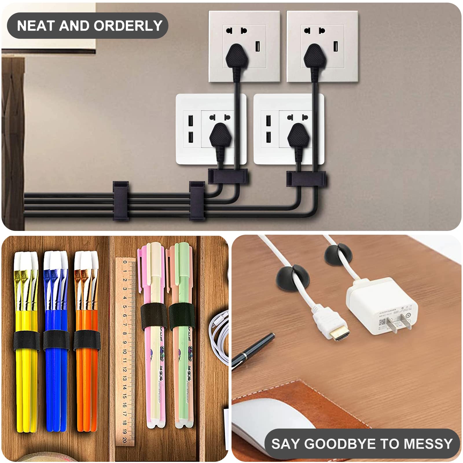 Oududianzi Cable Tray - Black | Premium Cable Management Tray & Desk Cable Organizer | Wire Cover for Power Strips & Electronics | Perfect for Home Office, Gaming Setup & Workspace Organization