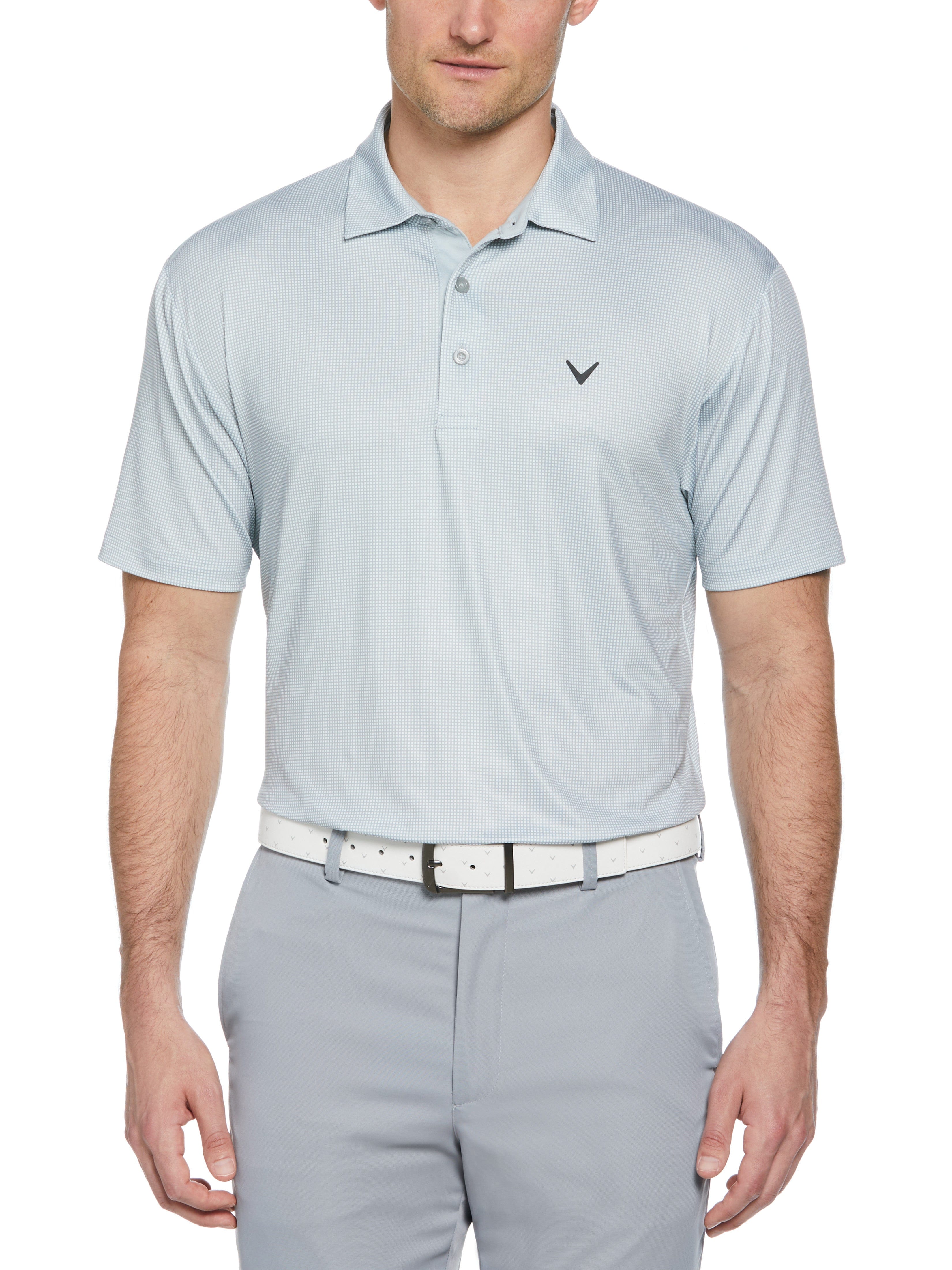 Men's Gingham Print Golf Polo Shirt - Breathable Moisture-Wicking Performance Tee for Golf, Tennis & Casual Wear