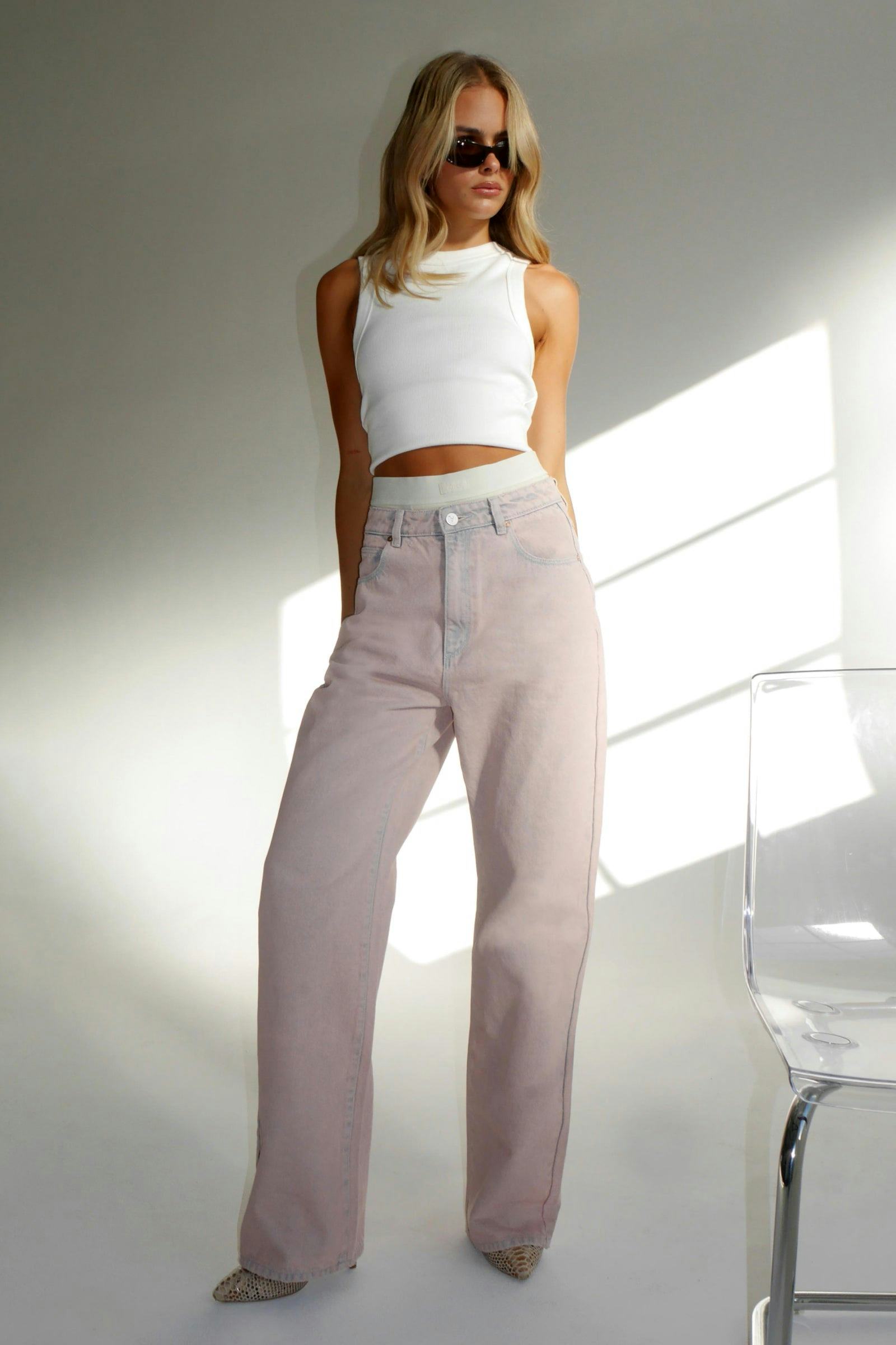 Carrie Dirty Pink Washed Jeans for Women - Vintage Distressed High Waist Skinny Jeans | Perfect for Casual Outfits, Streetwear & Date Nights
