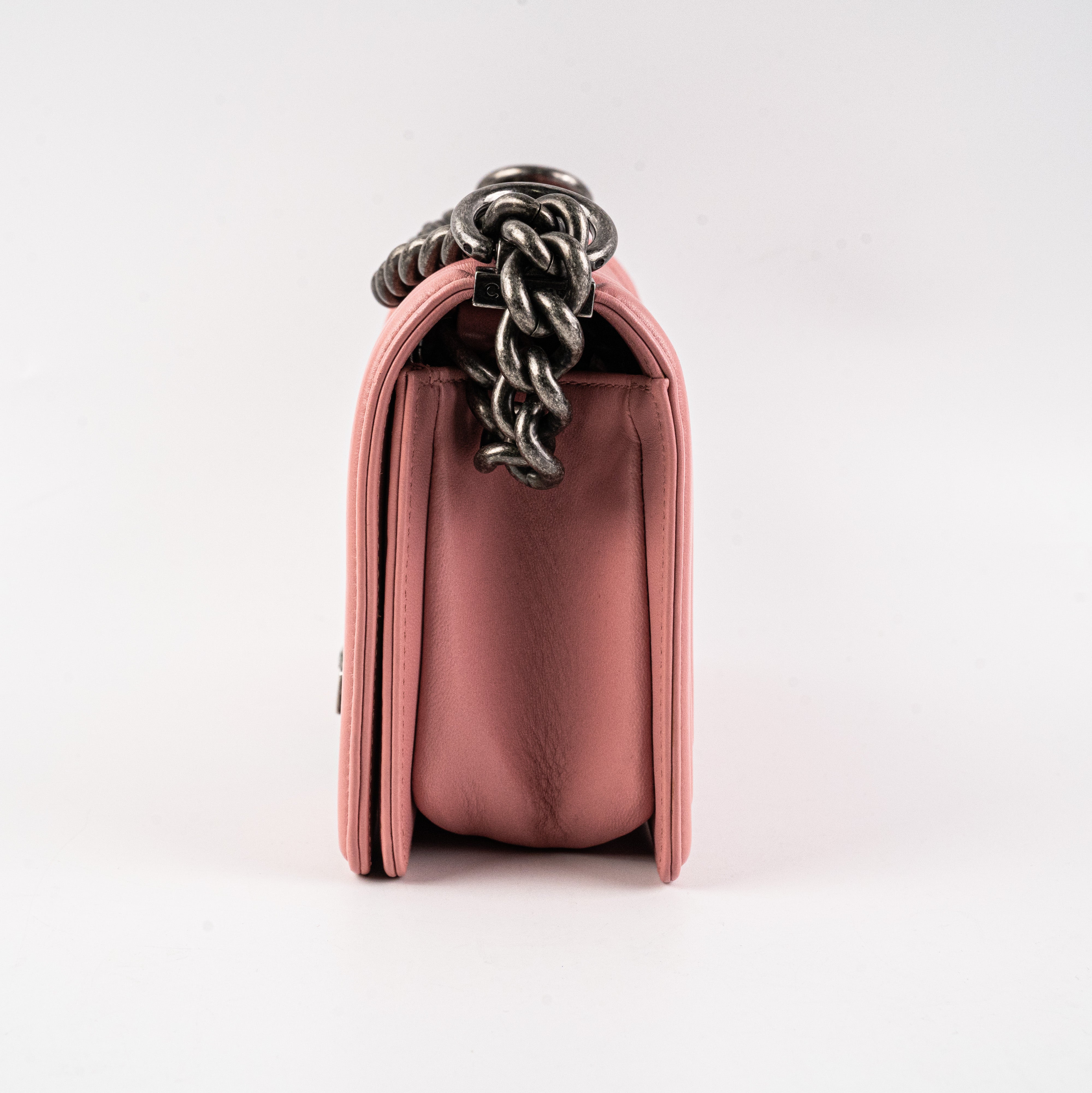Chanel Small Lambskin Boy Bag in Pink - Luxury Crossbody Handbag for Women | Perfect for Date Night, Parties & Everyday Elegance