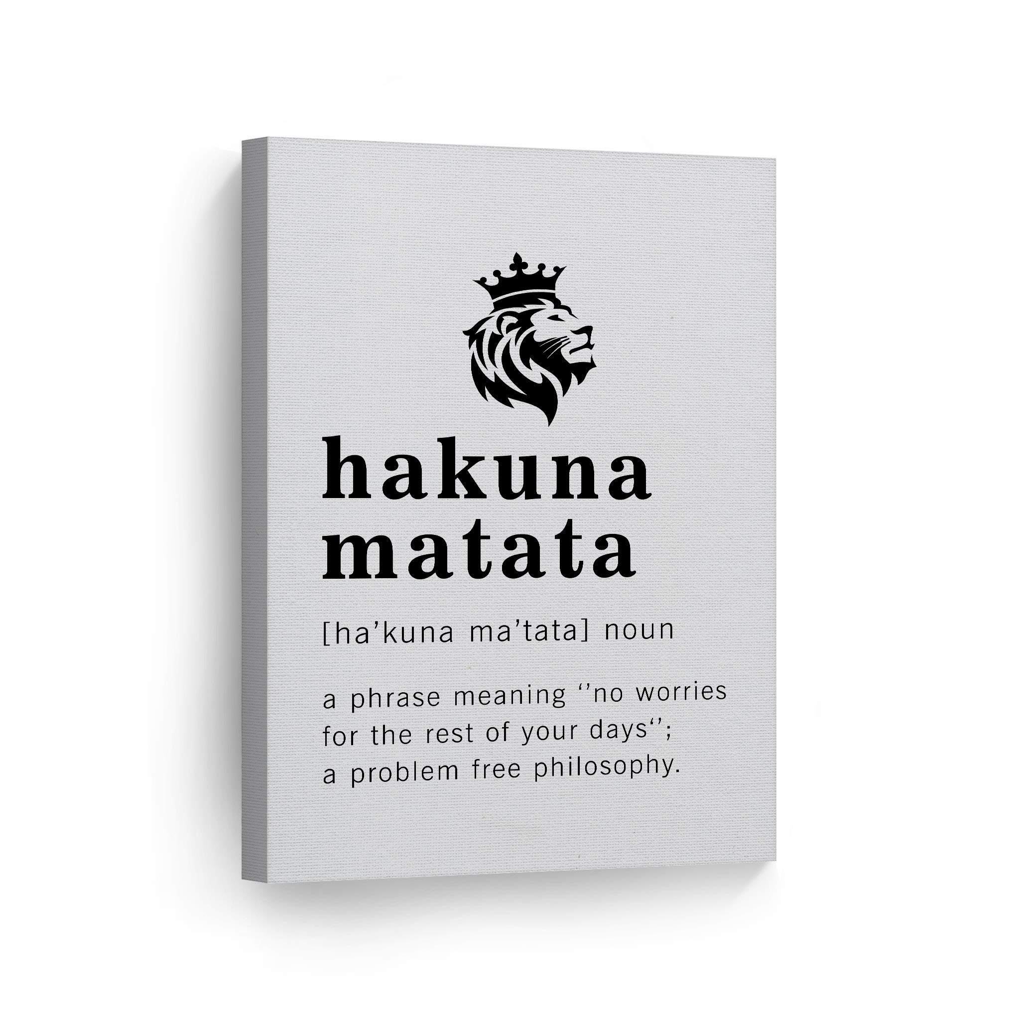 Funny Hakuna Matata Definition Canvas Print - Inspirational Quote Wall Art for Office, Living Room & Bedroom - Ready to Hang Home Decor (36x24 inches) - Made in USA | Perfect for Disney Fans, Stress Relief & Positive Vibes