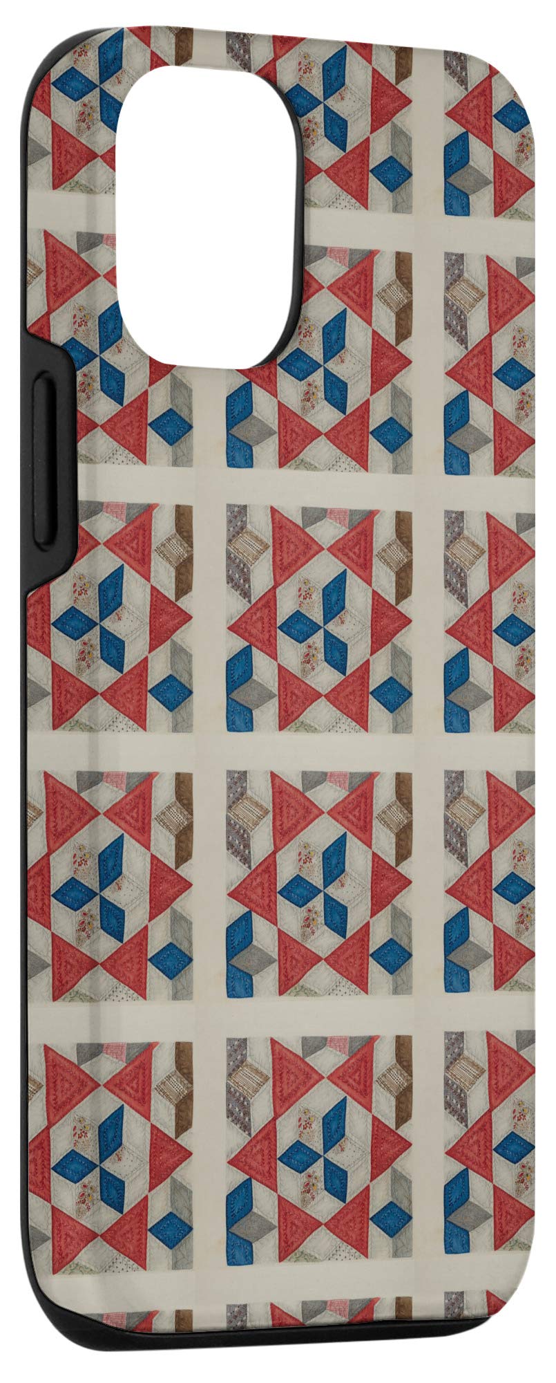 Vintage Quilt Block Pattern iPhone 12/12 Pro Phone Case - Slim Protective Cover with Anti-Slip Grip - Perfect for Everyday Use, Travel & Gift Giving