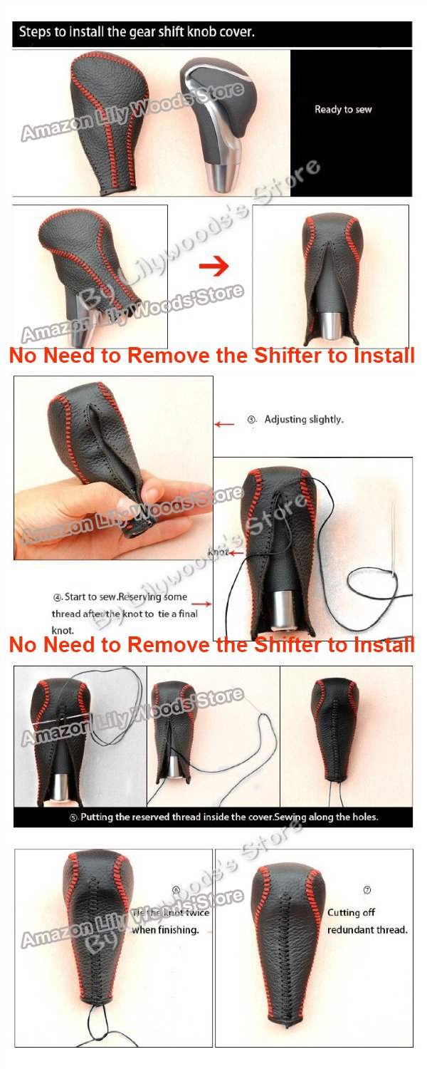 Genuine Black Leather Hand-Stitched Gear Shift Knob Cover for Honda Accord 9th Gen (2013-2017) - Premium OEM Automatic Transmission Accessories - Perfect for Car Interior Upgrade & Driving Comfort