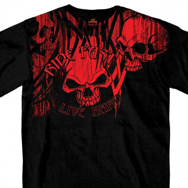 Hot Leathers Over The Top Red Tribal Skull T-Shirt - Ride Fast Live Hard - Motorcycle Biker Graphic Tee for Men - Perfect for Riding, Concerts & Casual Wear