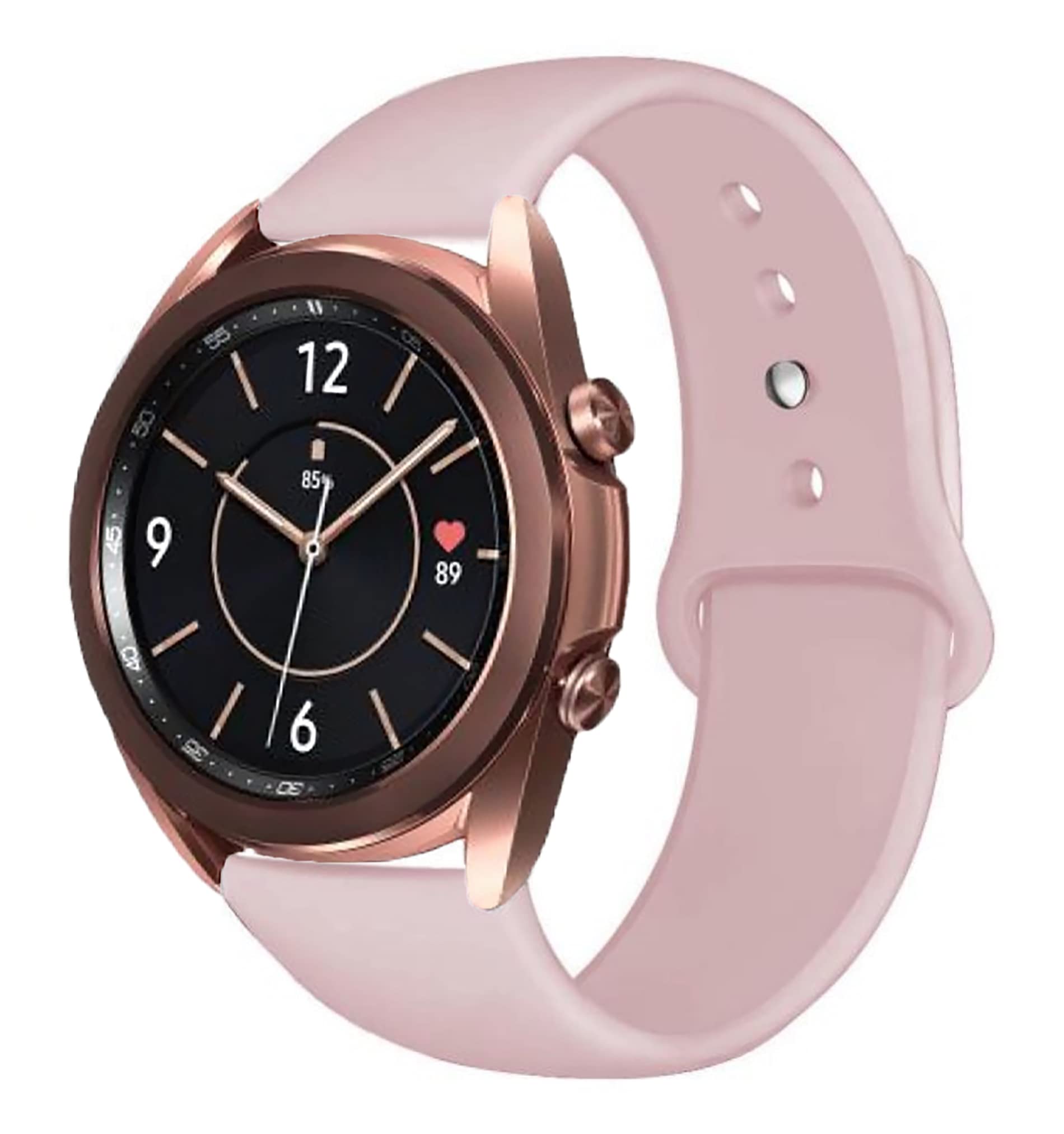Samsung Galaxy Watch Active/Active 2/Watch 3 Bands 41mm - 20mm Soft Silicone Sport Replacement Strap (Pink Sand) | Comfortable & Durable for Workouts, Running & Daily Wear